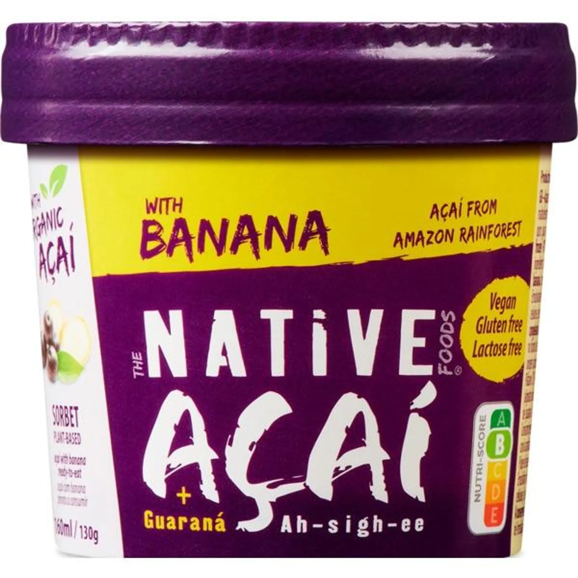 Gelado de Açaí com Banana e Guaraná embalagem 160 ml Açaí Native