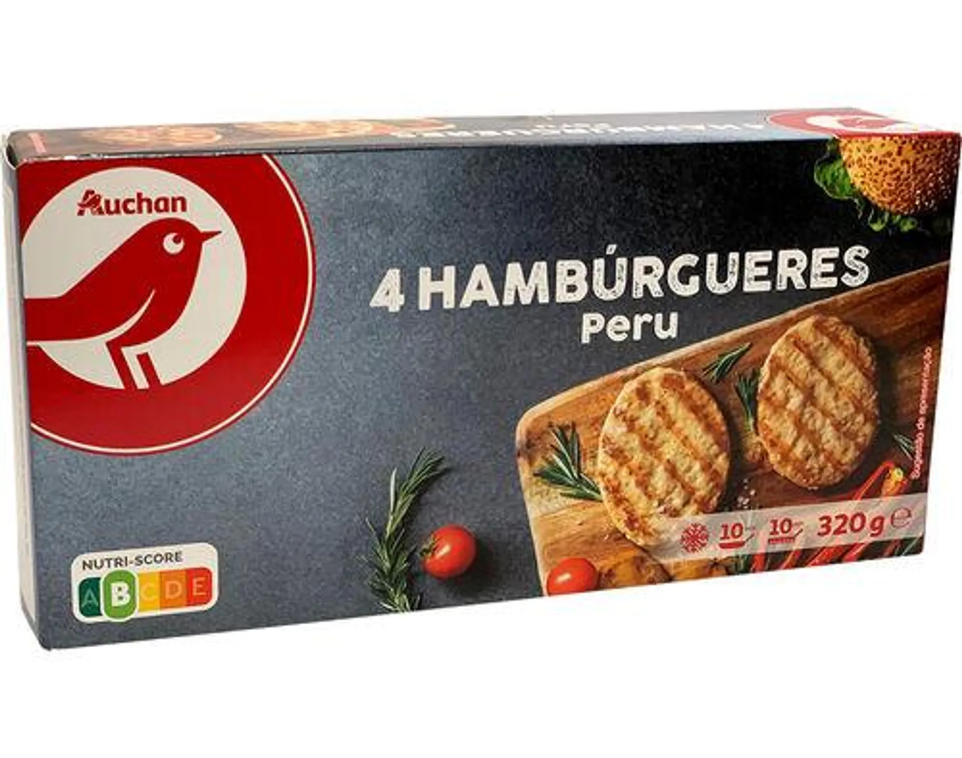 hambúrgueres auchan perú 4un 320g