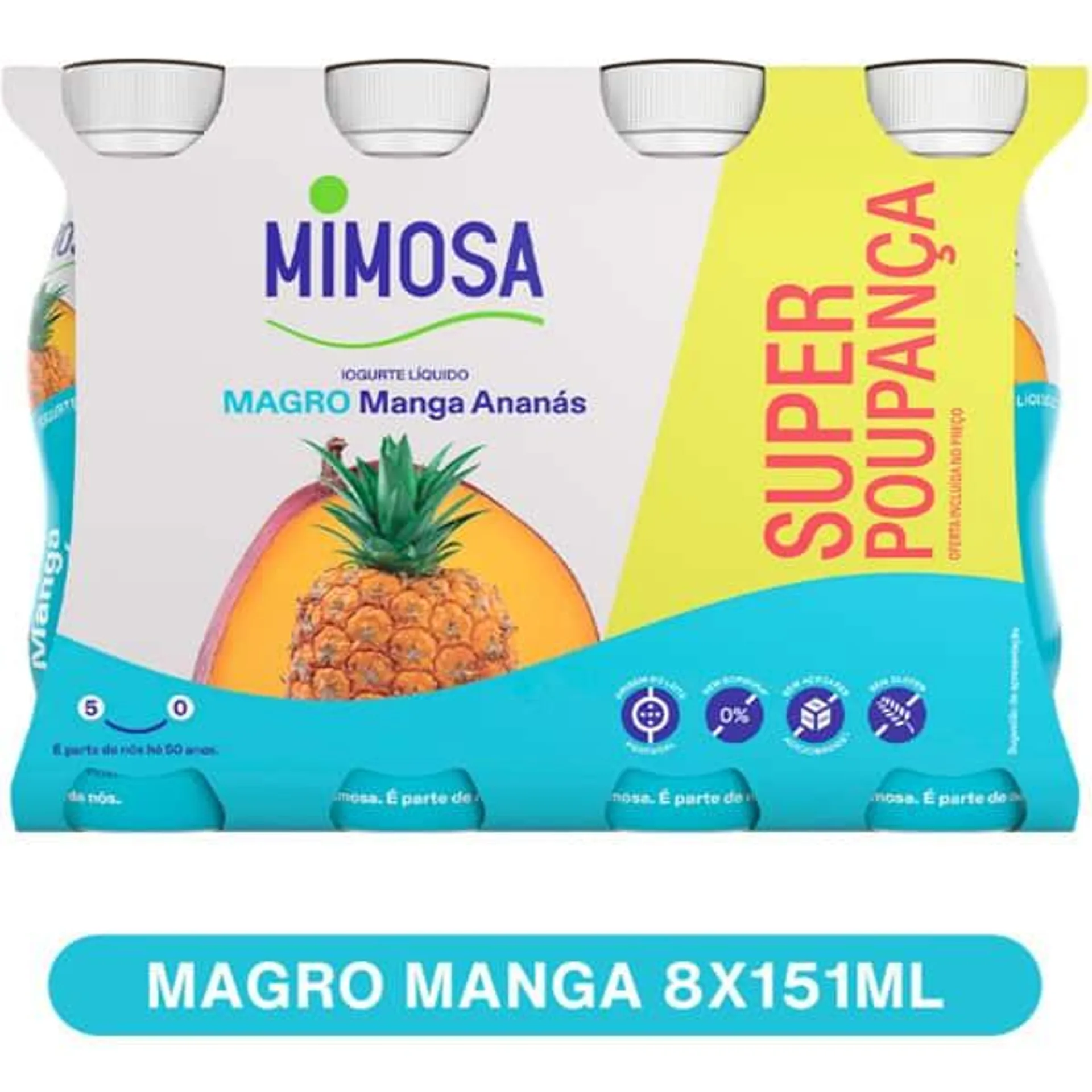 Iogurte Liquido Magro Manga e Ananás pack 151 ml Mimosa