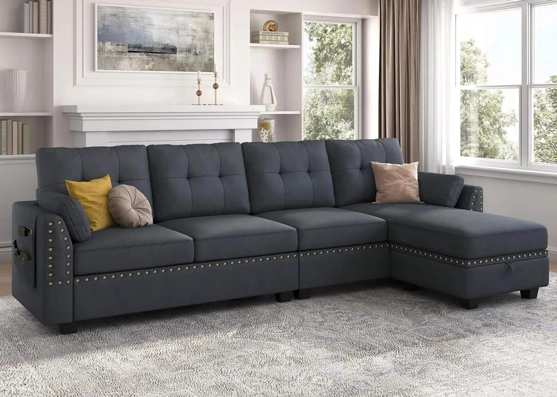 Convertible Sectional Sofa L Shaped Couch Reversible Sectional for Small Apartment