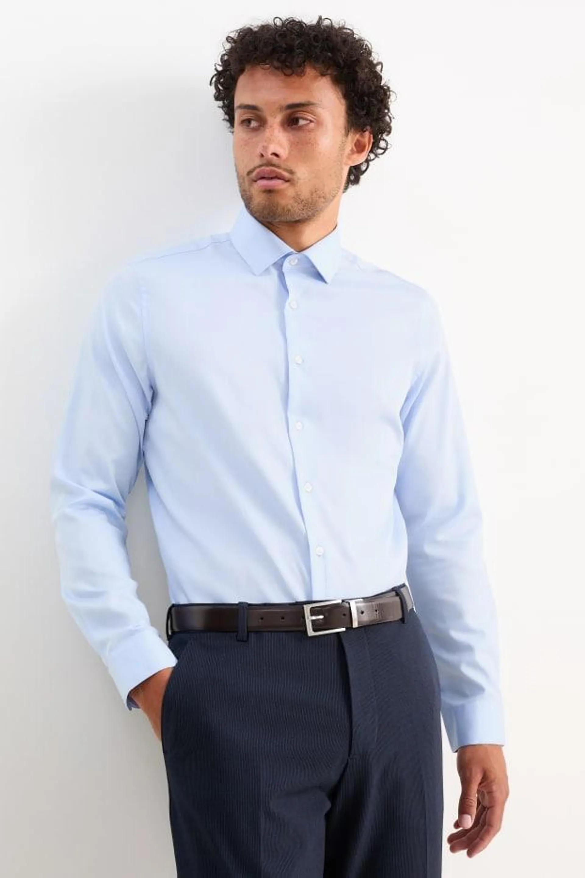 Business shirt - slim fit - cutaway collar - easy-iron