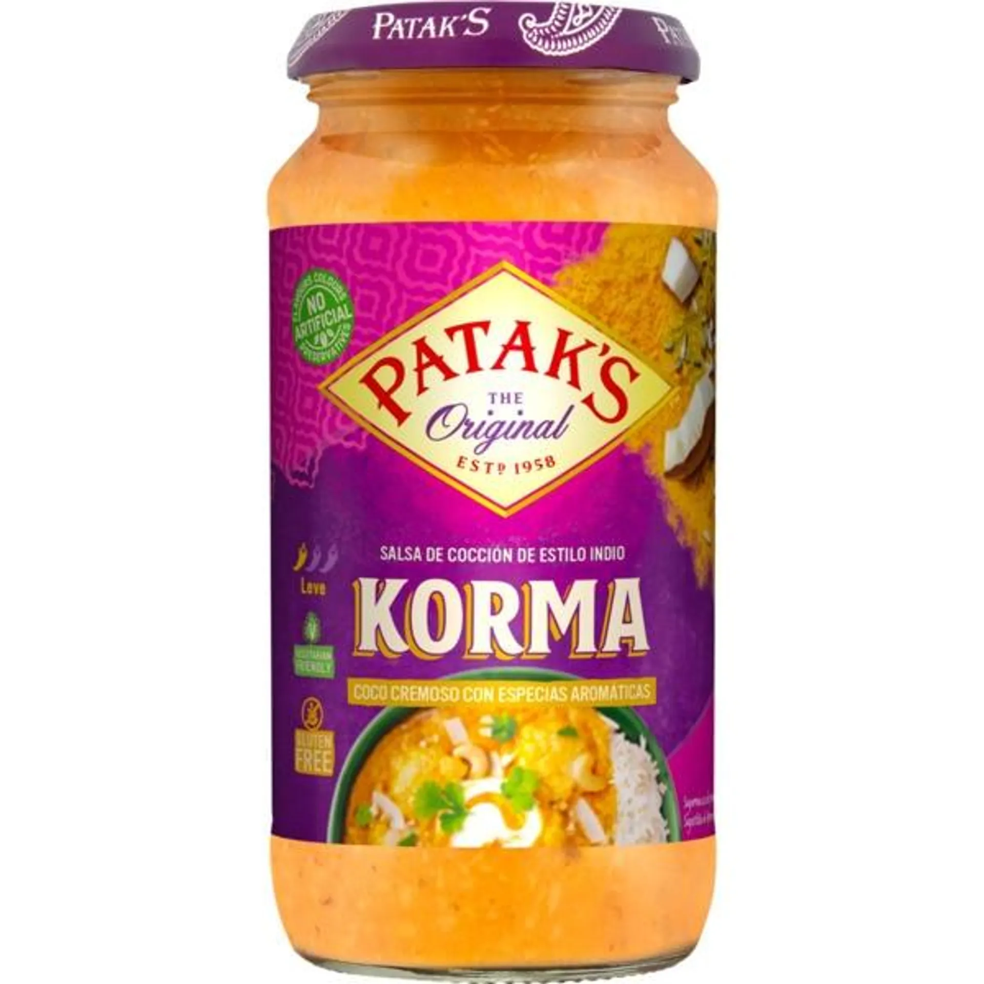 Molho Indiano Korma sem Glúten frasco 450 g Patak's