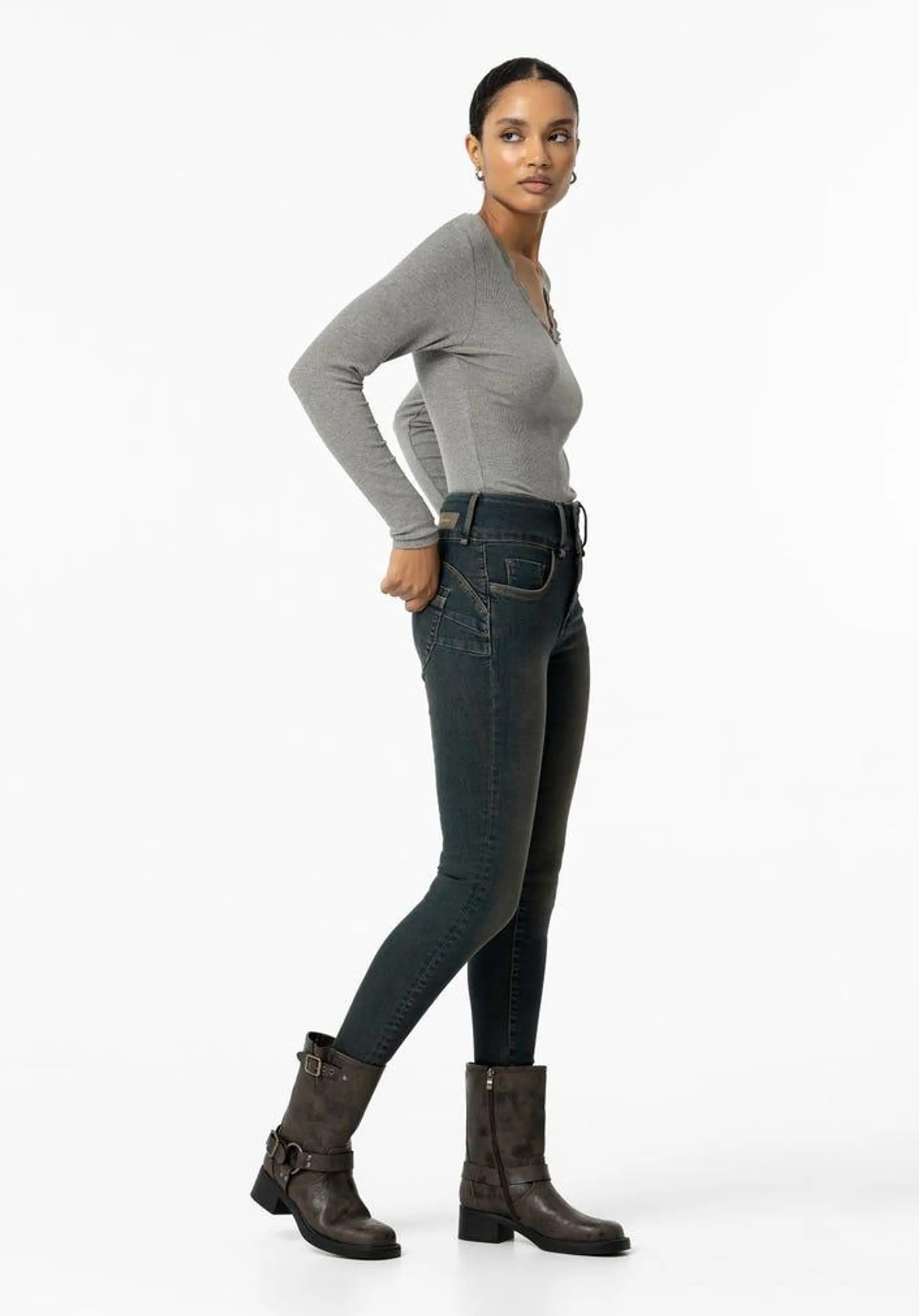 Jeans Double-up Skinny Efeito Lavado