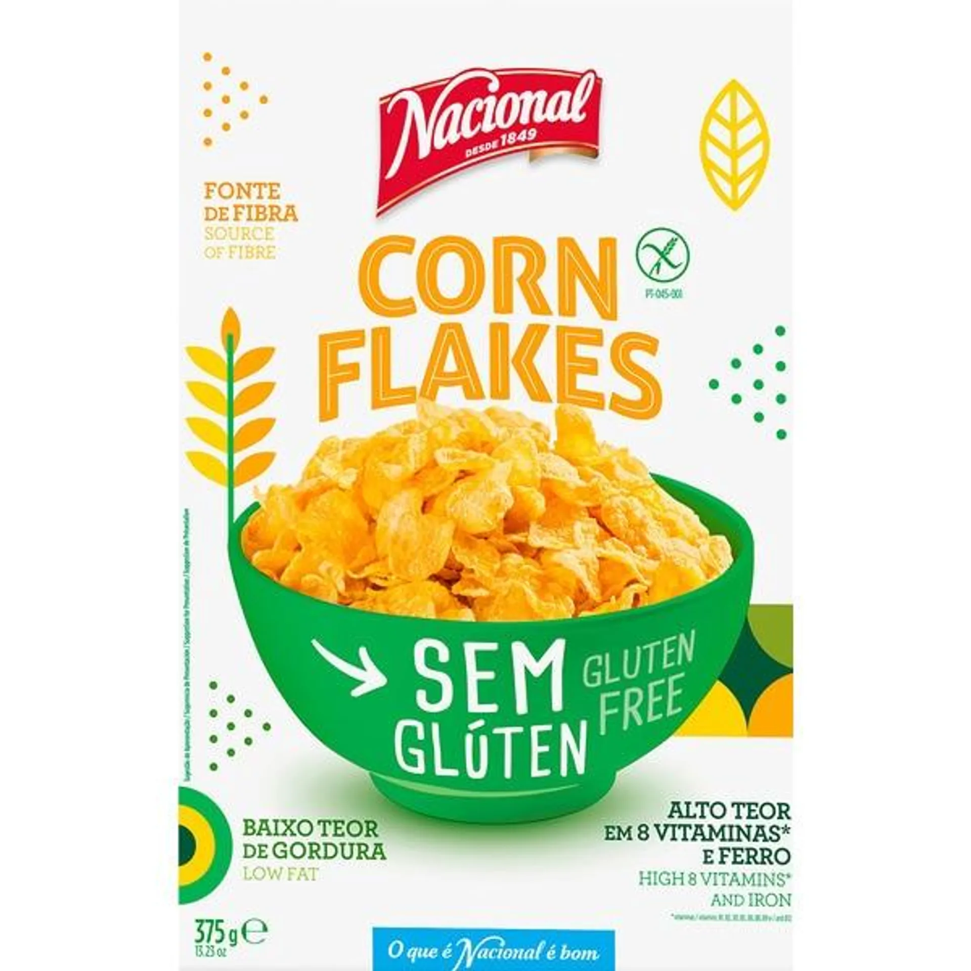 Corn Flacks sem Glúten embalagem 375 g Nacional