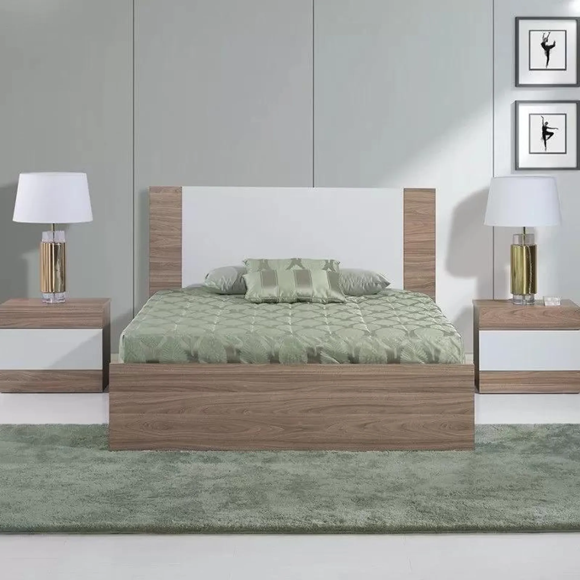 Cama Casal Madrid Nogal Branco