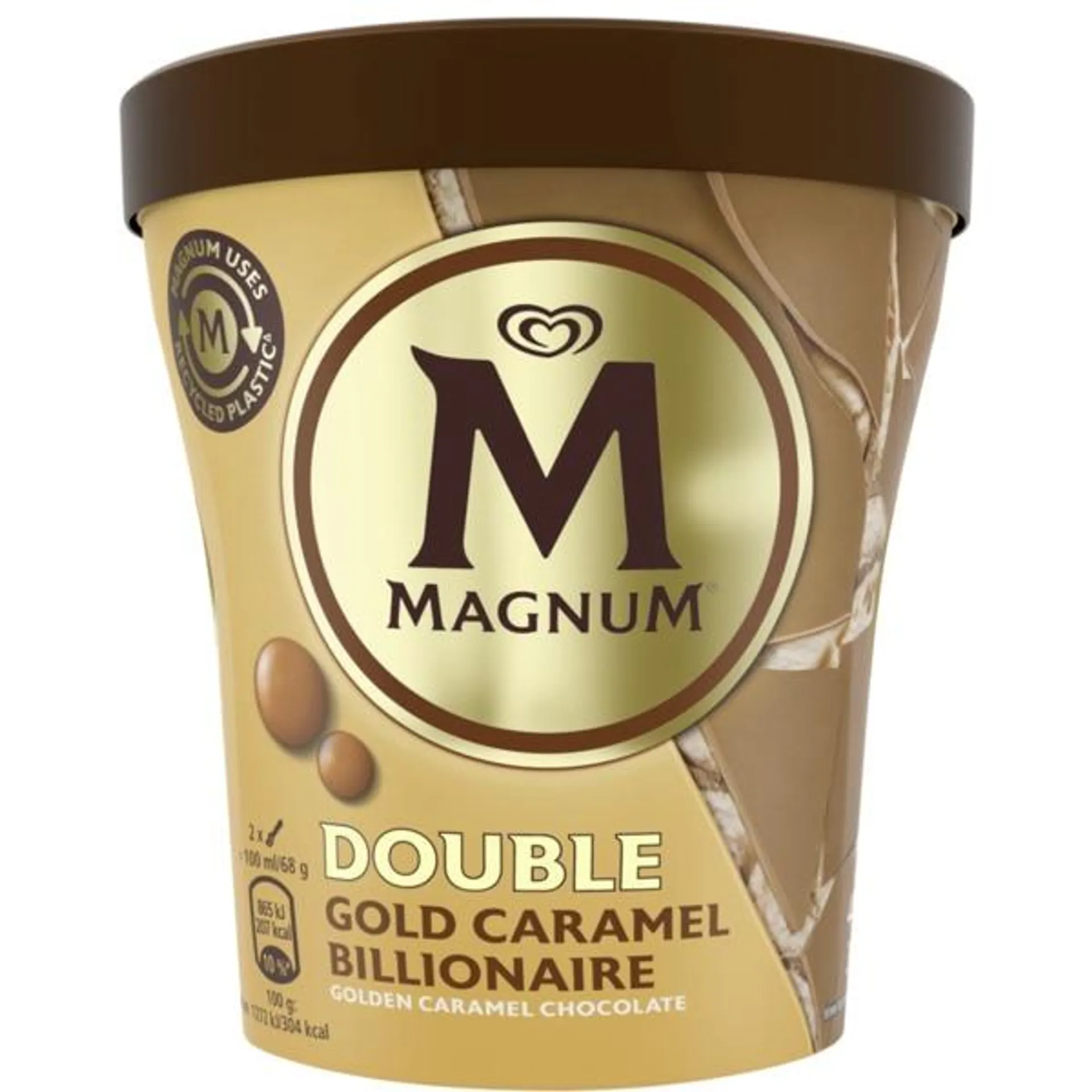 Gelado Double Gold Caramelo Billionaire embalagem 440 ml Magnum