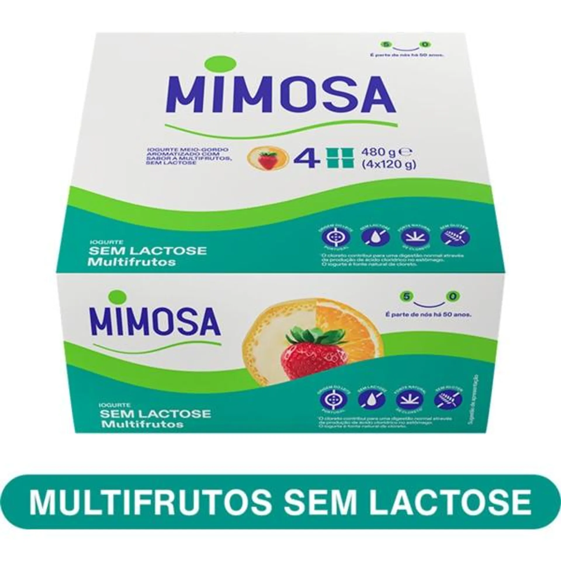 Iogurte sem Lactose Multifrutos Pack 4 unidades embalagem 120 g Mimosa