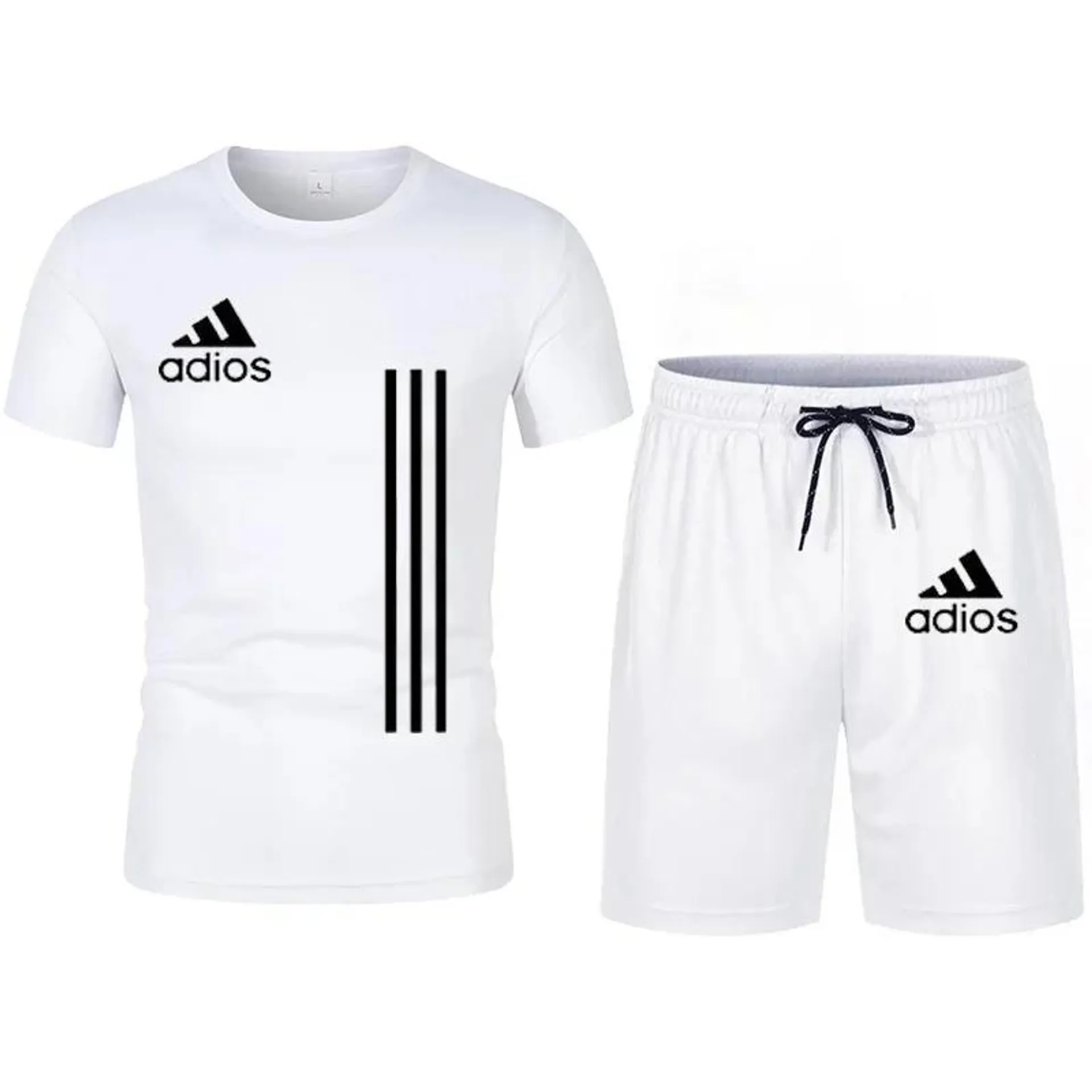 2-Piece Set Short Sleeve T-Shirt + Shorts Brand Clothing Short Sleeve Suit Men's Cotton Sports Suit Summer Fashion Sportswear