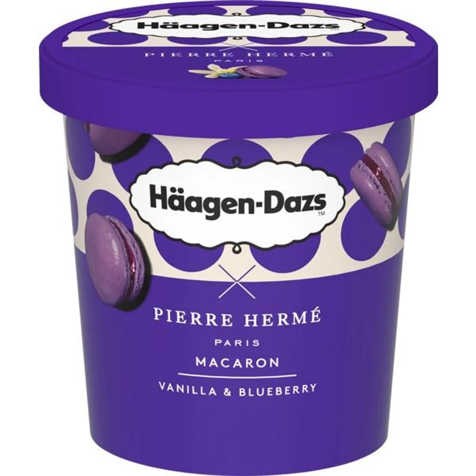 Gelado Pierre Hermé Macaron de Baunilha e Mirtilo copo 460 ml Haagen-Dazs