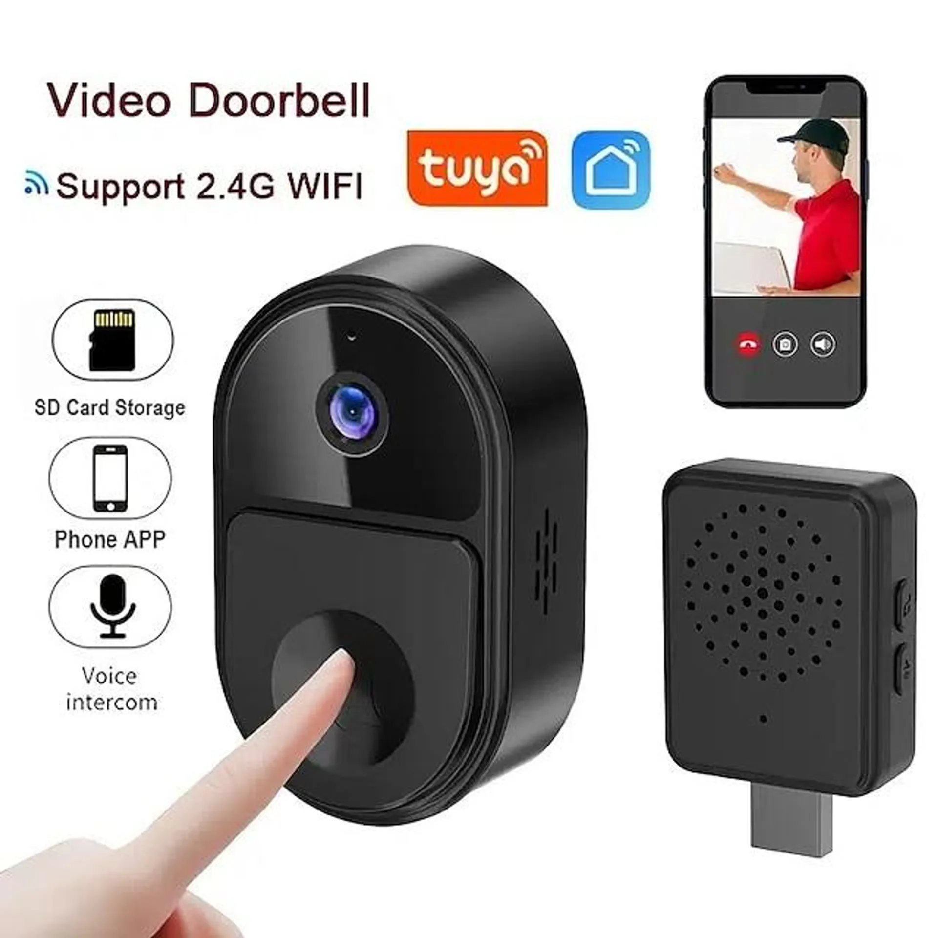 deurbel wifi draadloze video 1080p hd deurbel smart security camera draadloze deurbel camera ultra clear groothoek wifi video deurbel camerawerk met tuya