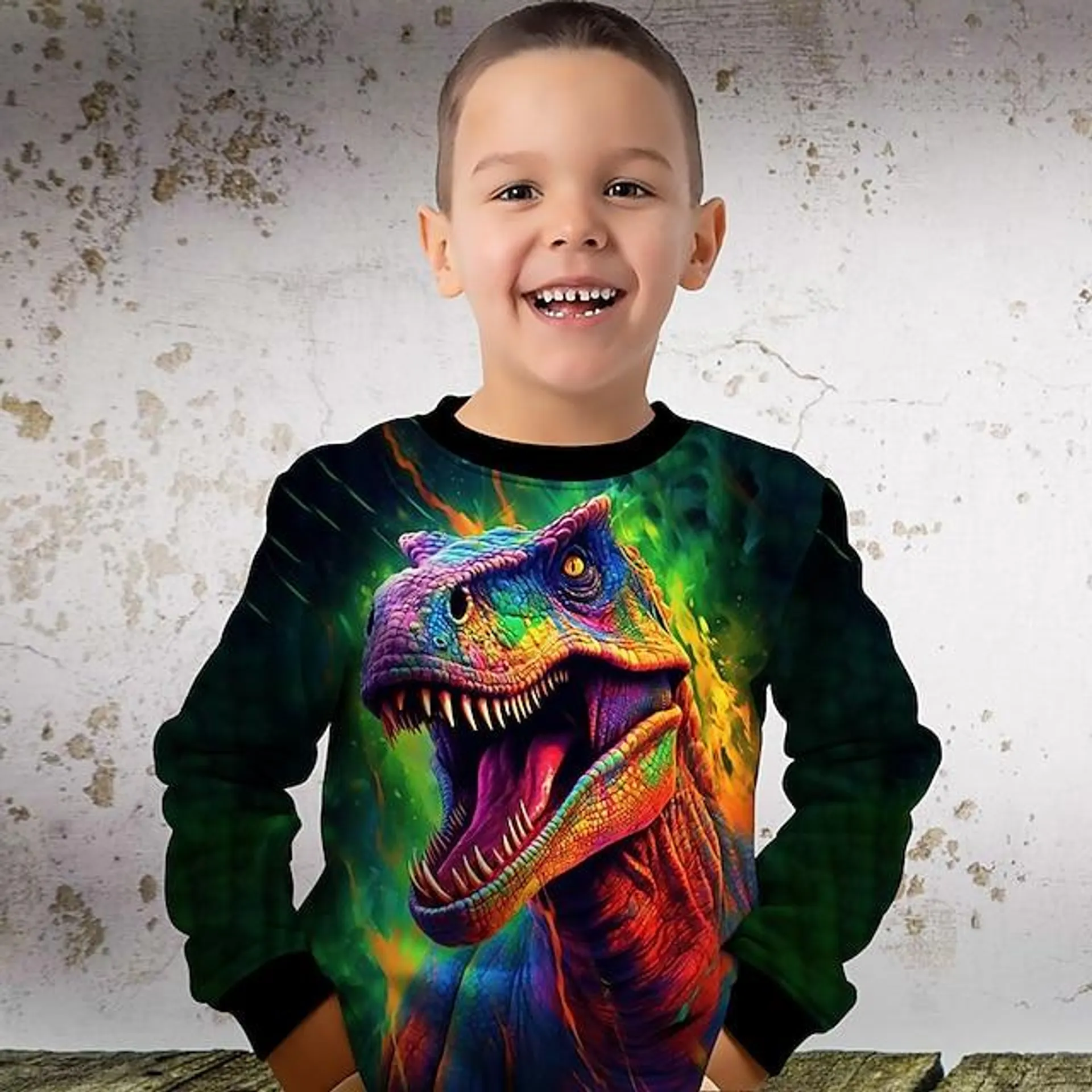 Jongens 3D Grafisch dier Dinosaurus Sweatshirt Lange mouw 3D-afdrukken Zomer Herfst Modieus Streetwear Stoer Polyester Kinderen 3-12 jaar Buiten Casual Dagelijks Normale pasvorm