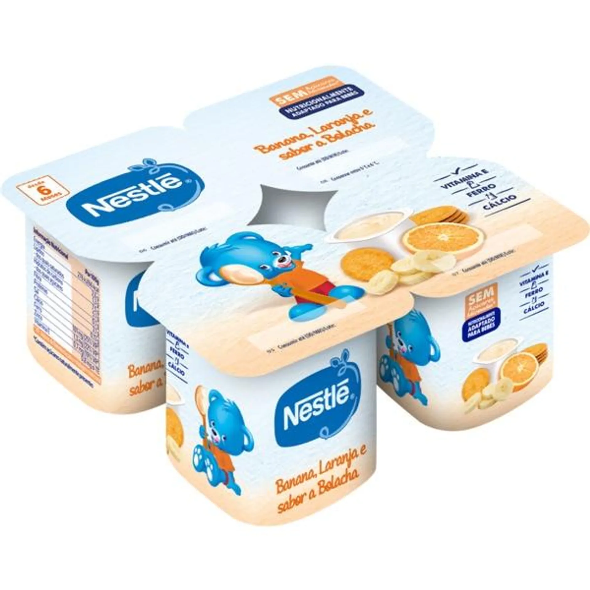 Iogurte de Banana, Laranja e Bolacha Pack 4 embalagem 100 g Nestlé Bebé