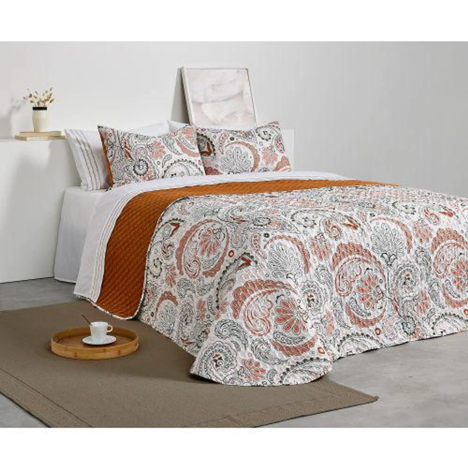 BOUTI DUPLA FACE 250X260 PAISLEY LARANJA