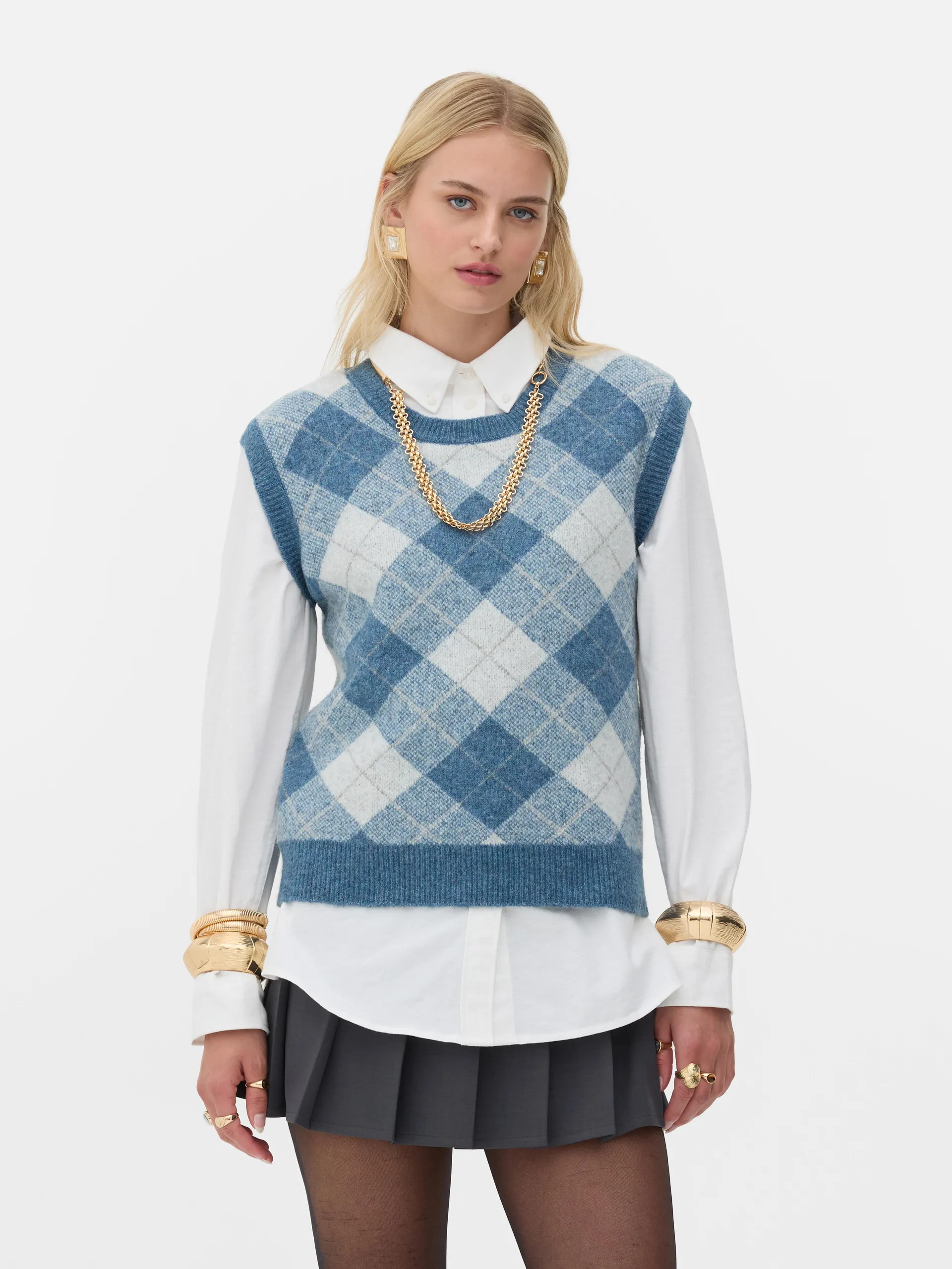 Rita Ora Co-ord Argyle Knit Vest