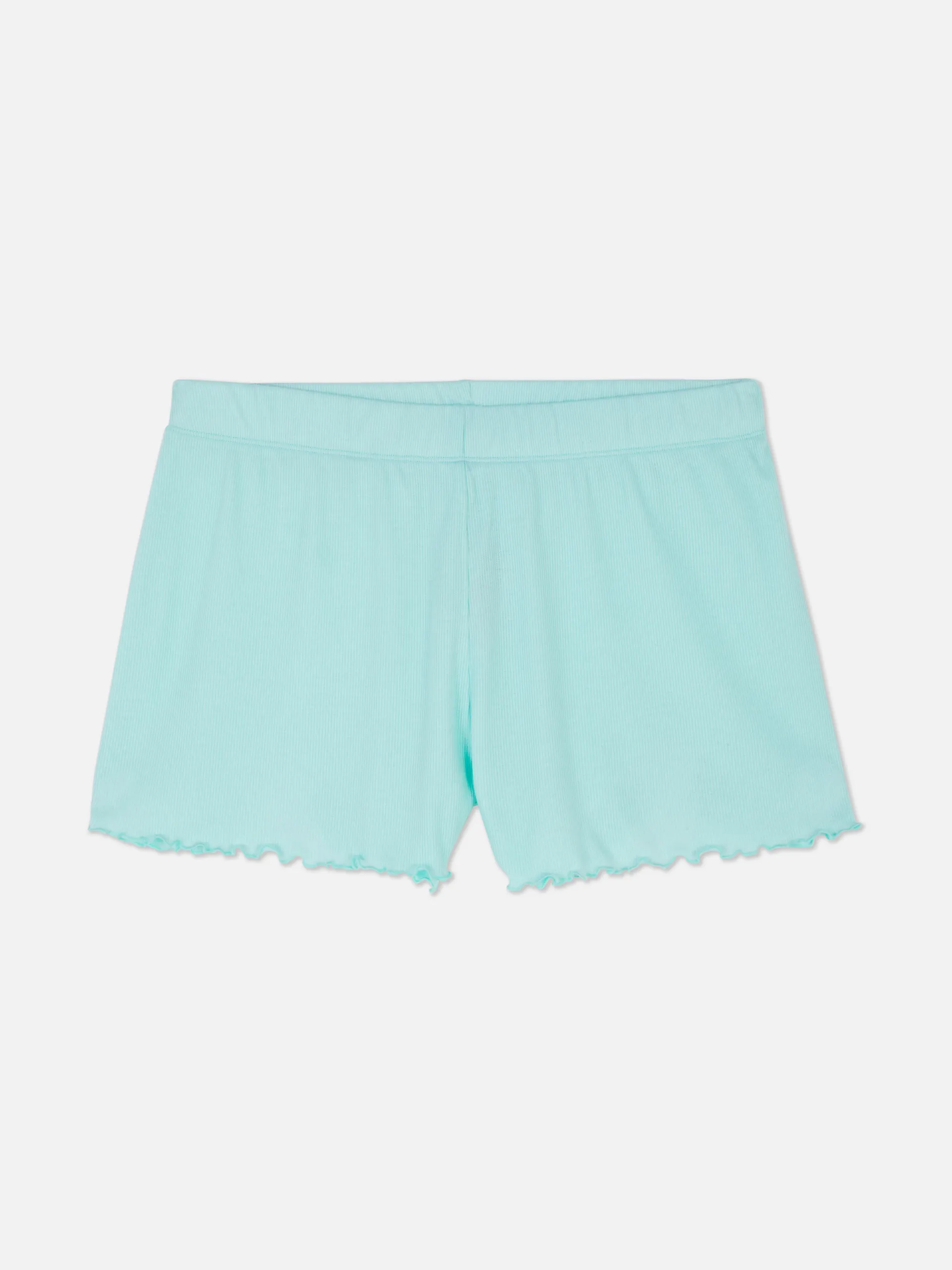 Ribbed Lettuce Hem Pajama Shorts