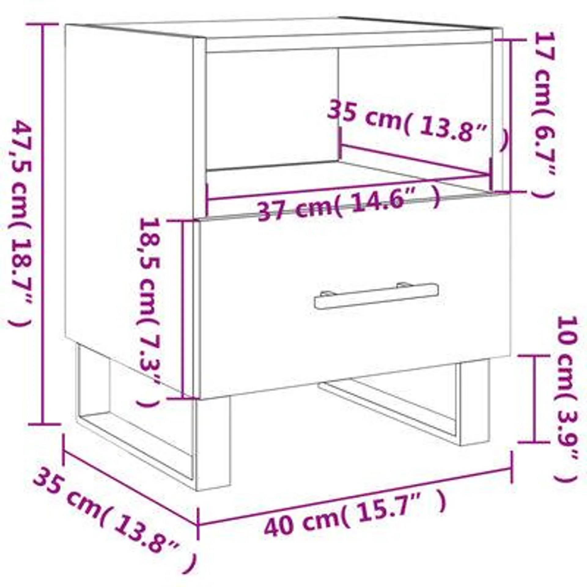 vidaXL Mesa de cabeceira derivados de madeira cinza cimento