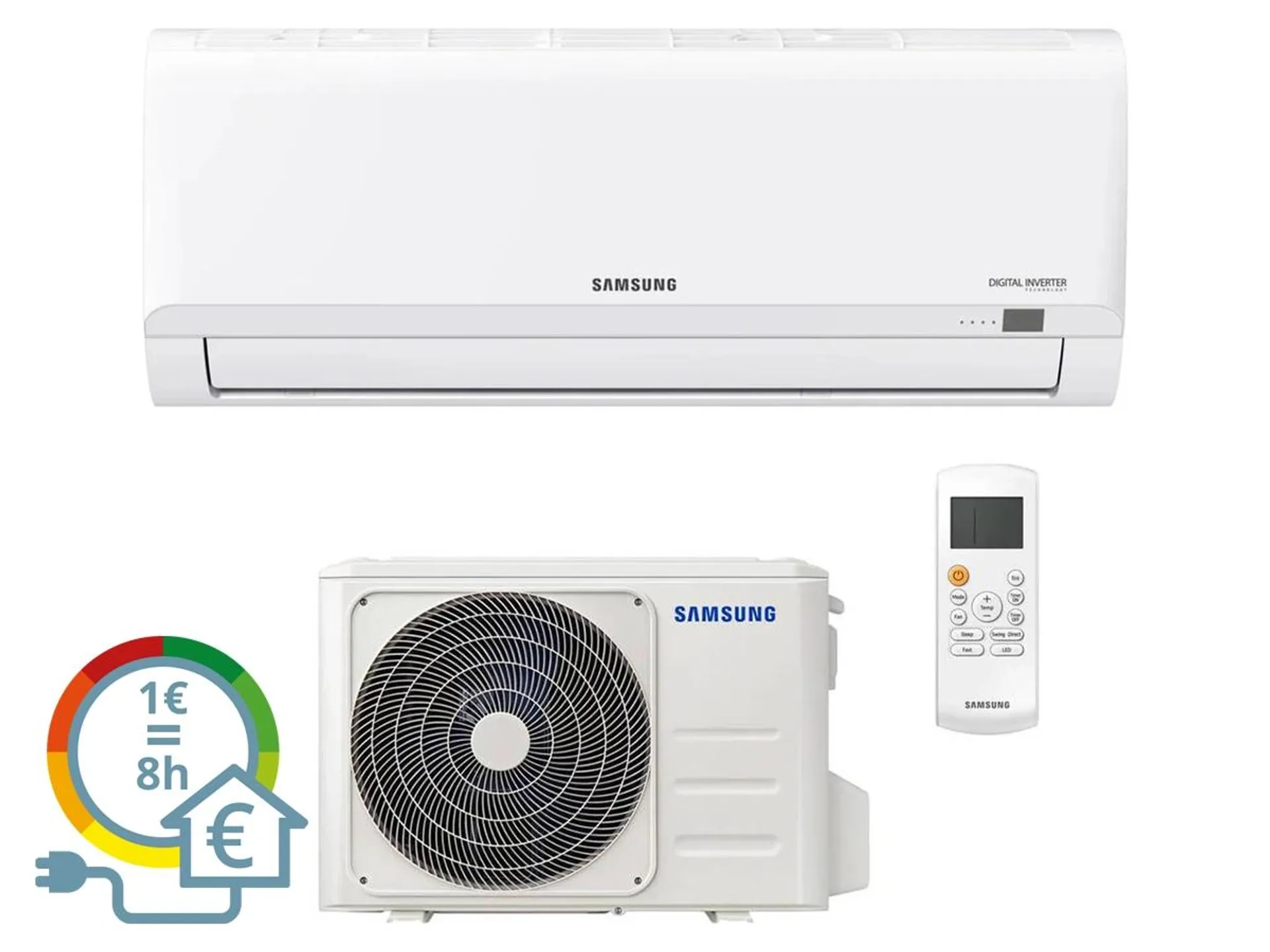 Ar Condicionado SAMSUNG AR12TXHQBWK (24 m² - 12000 BTU - Branco)