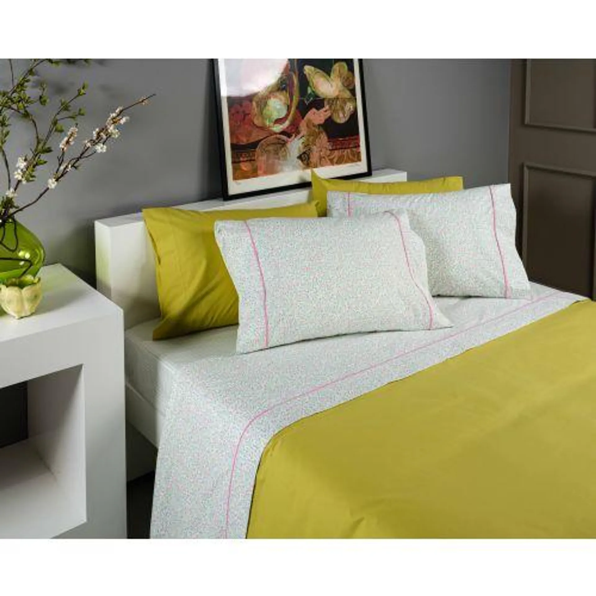 JOGO CAMA FLORES 180X280 VERDE