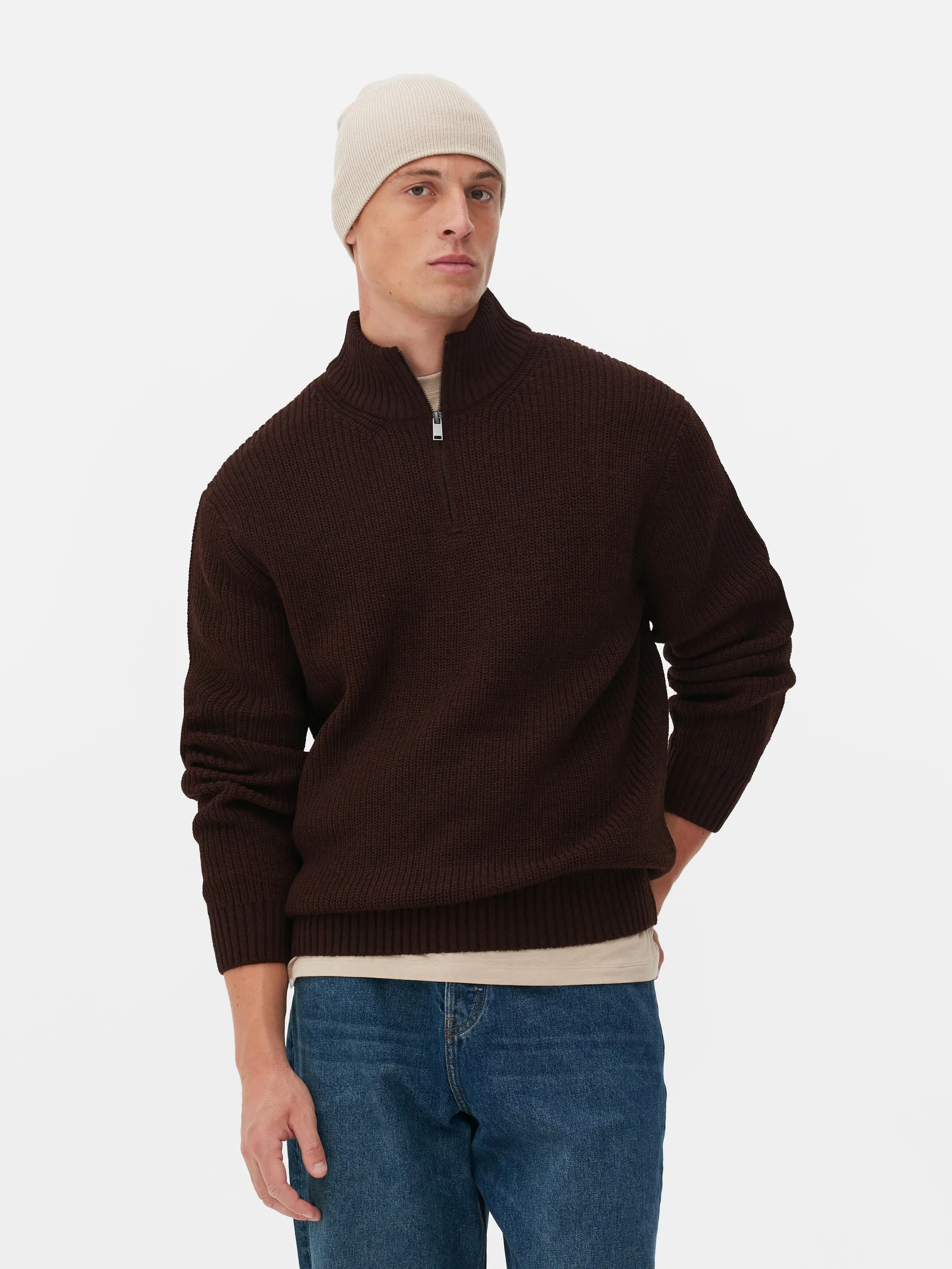 Rib-Knit Half-Zip Jumper