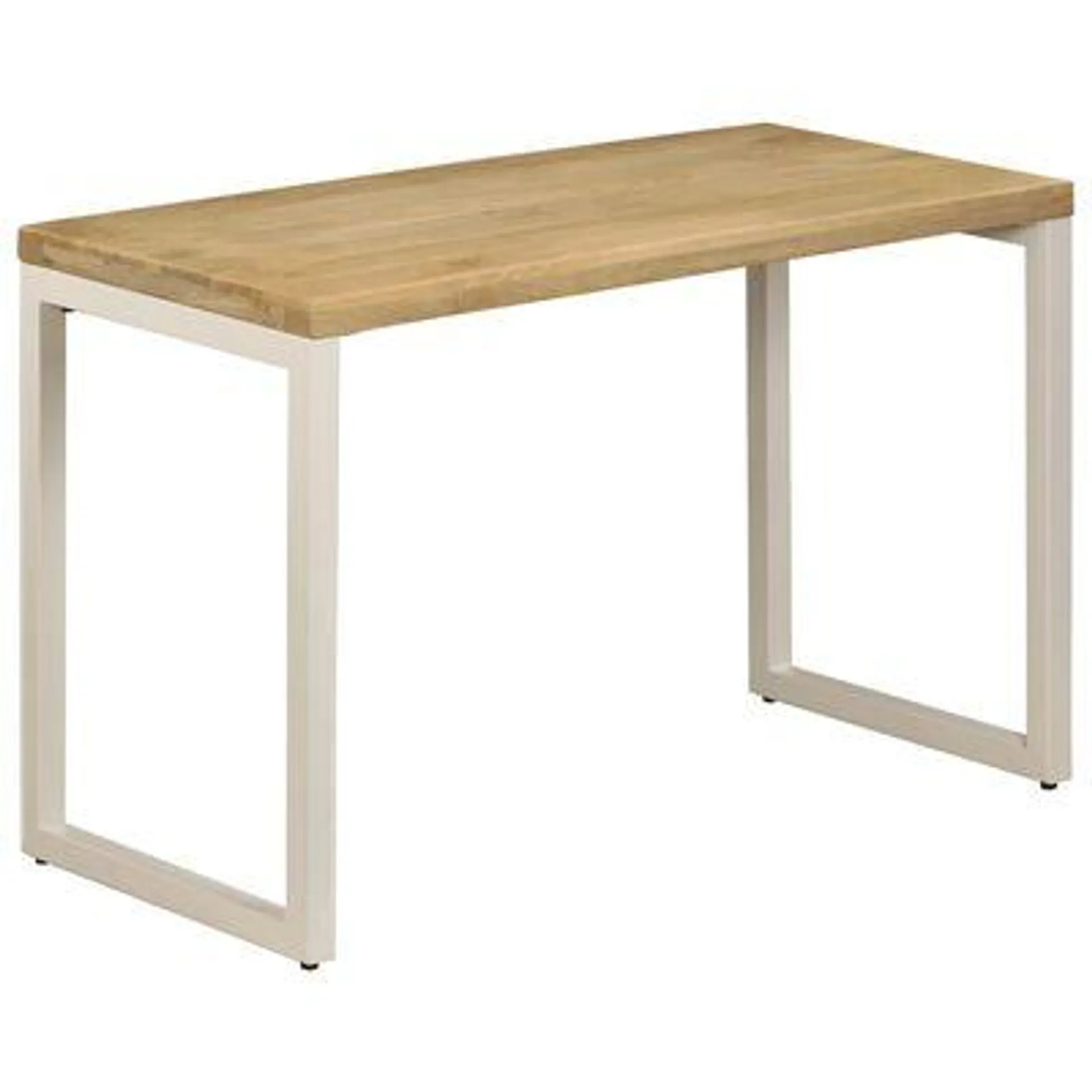 vidaXL Mesa de jantar 115x55x76 cm madeira de mangueira maciça e aço