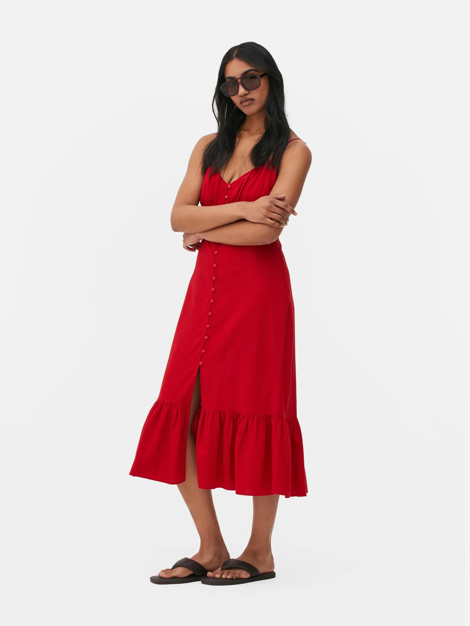 Button-Up Slip Midi Dress