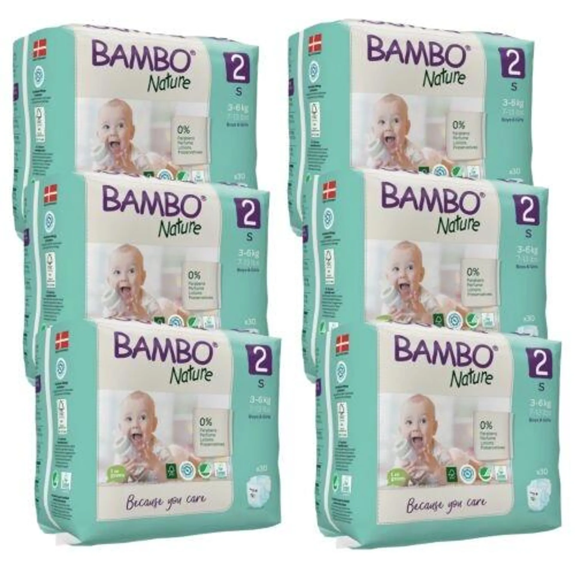 Bambo Nature Pack Fraldas Tamanho 2 S 3-6kg (6x30) 180 unidades