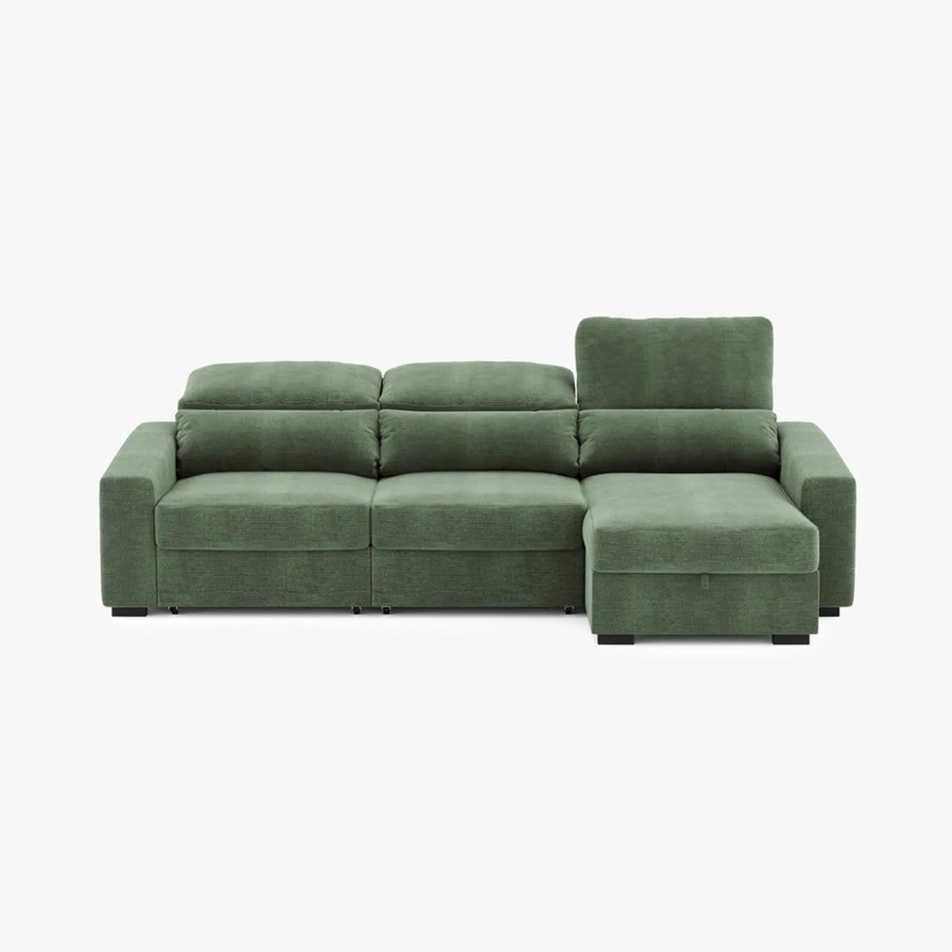 Sofá com chaise-longue verde KEEN