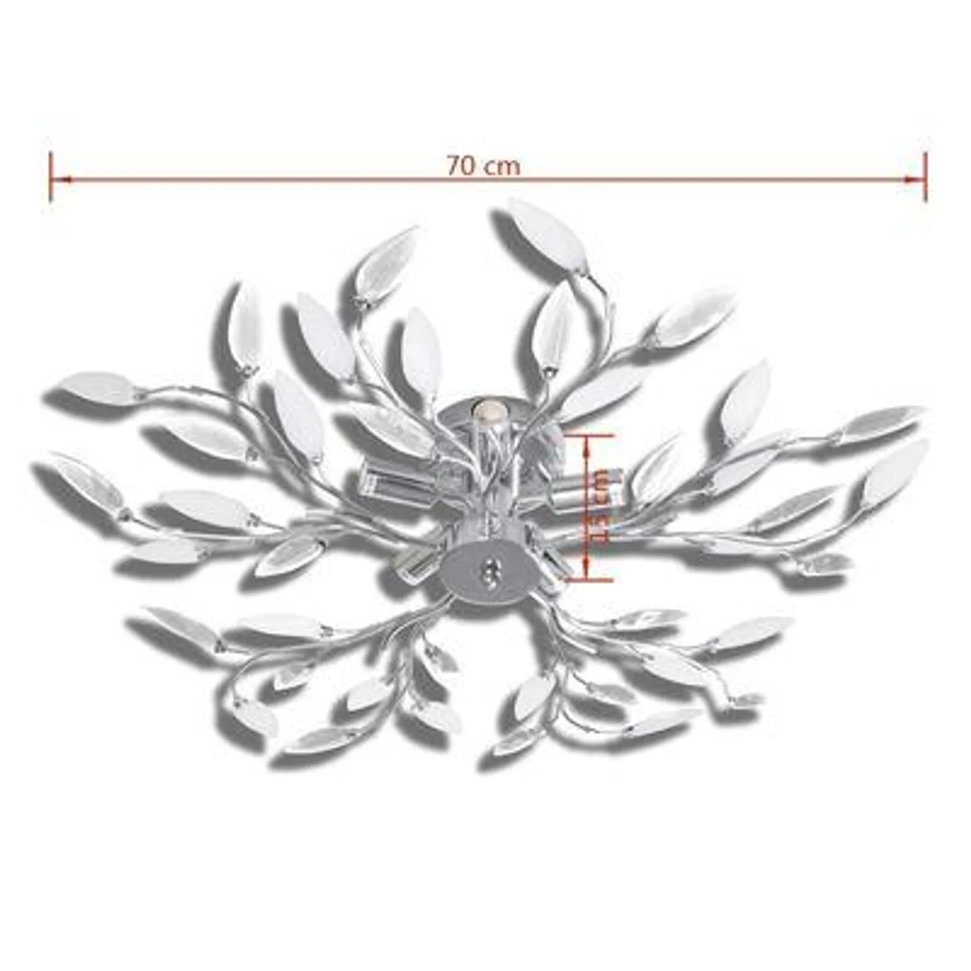 Lâmpada teto com folhas de acrílico e cristal, branca 5 x E14