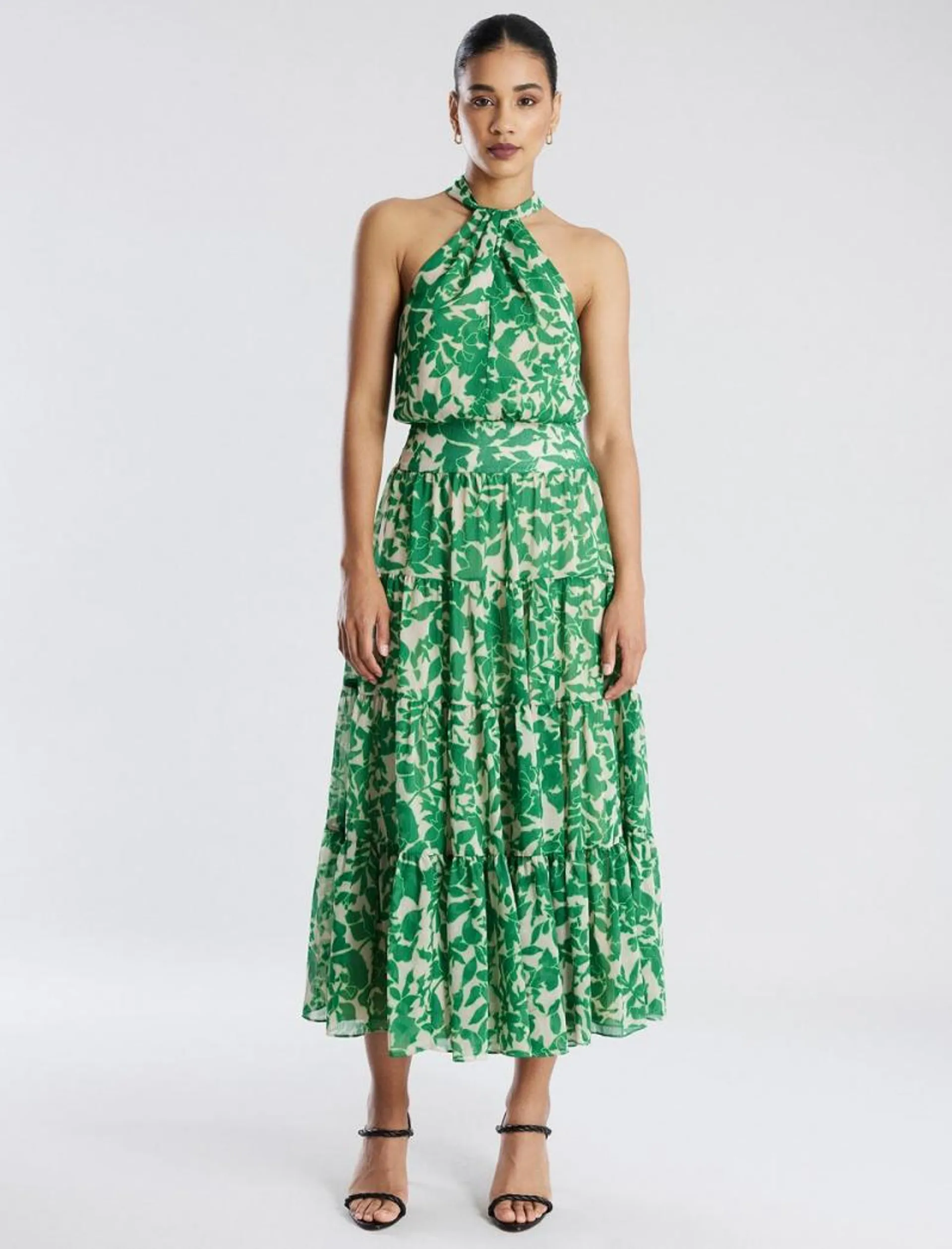 Vestido Midi BCBGMAXAZRIA Adrianna Halter Verdes | NAHDP-0198