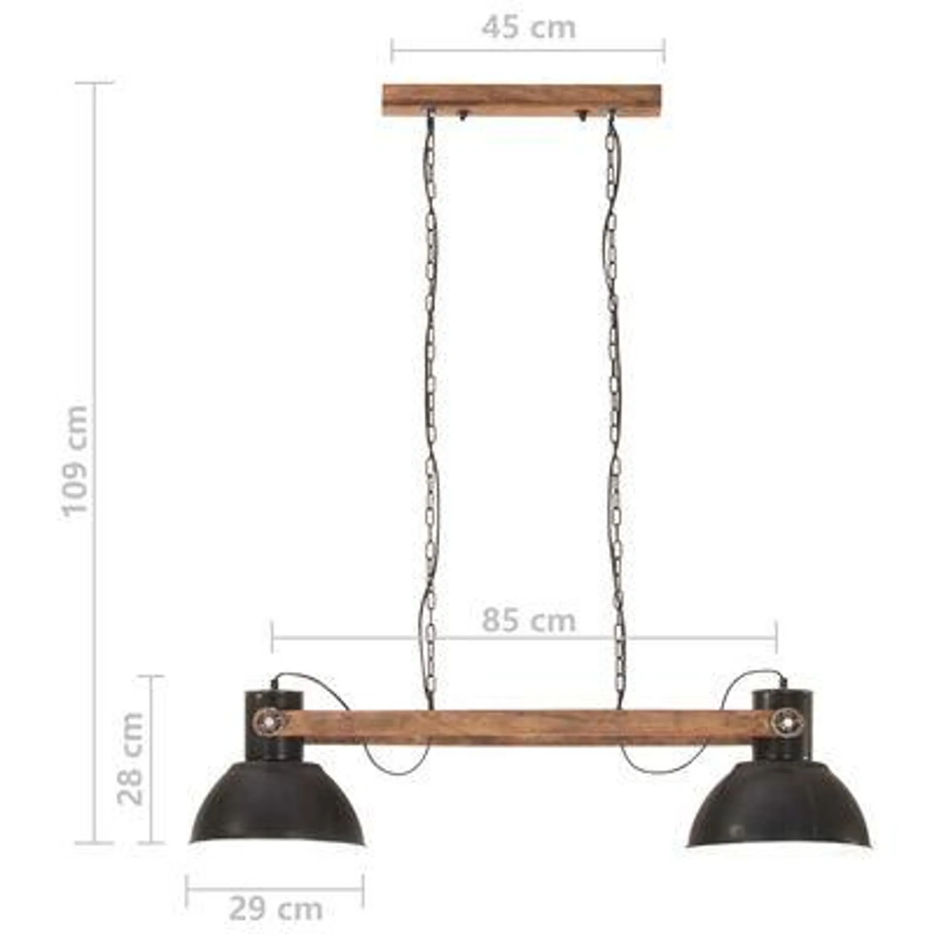 vidaXL Candeeiro suspenso industrial 25 W 109 cm E27 preto