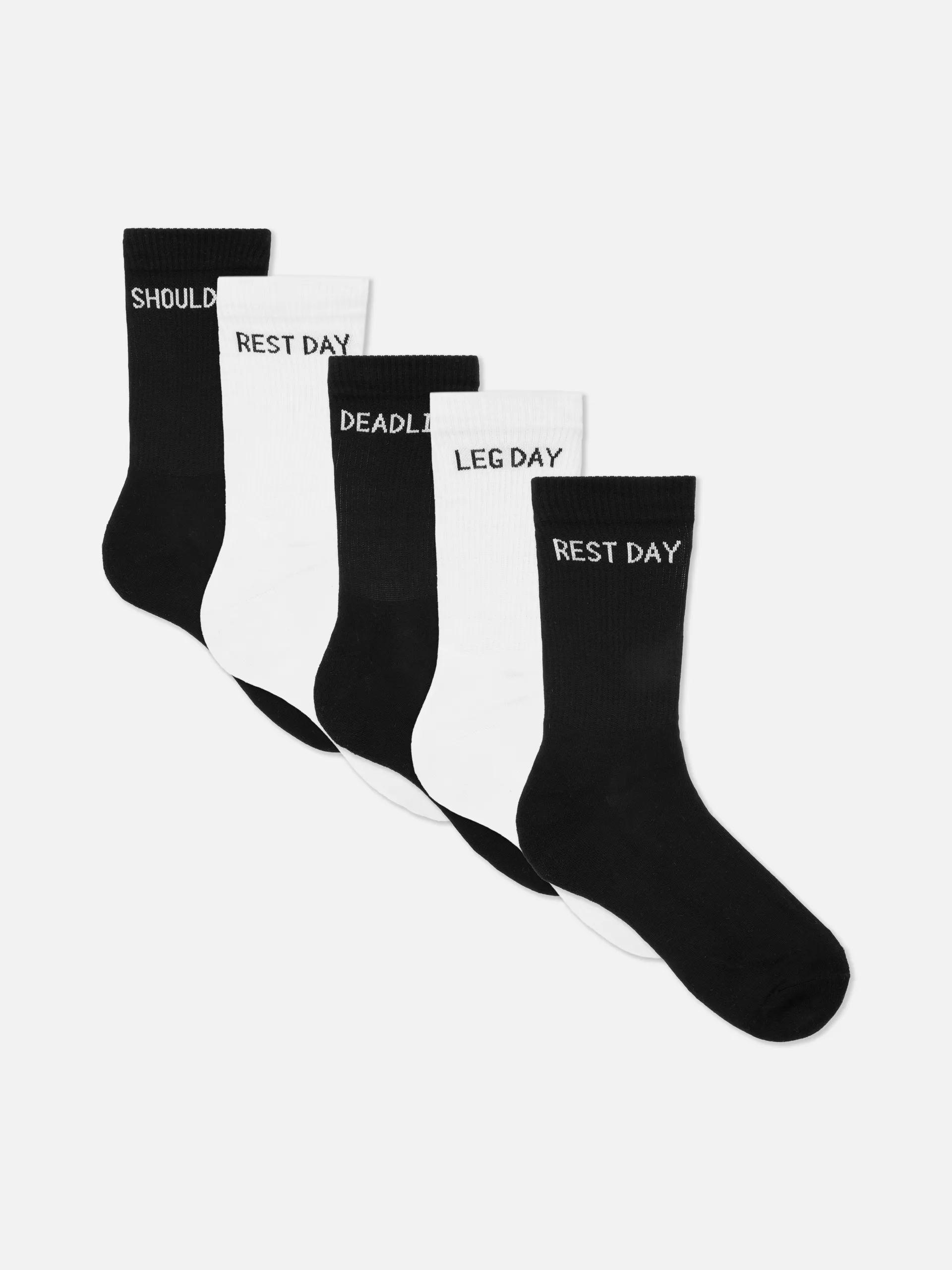 5pk Gym Slogan Crew Socks