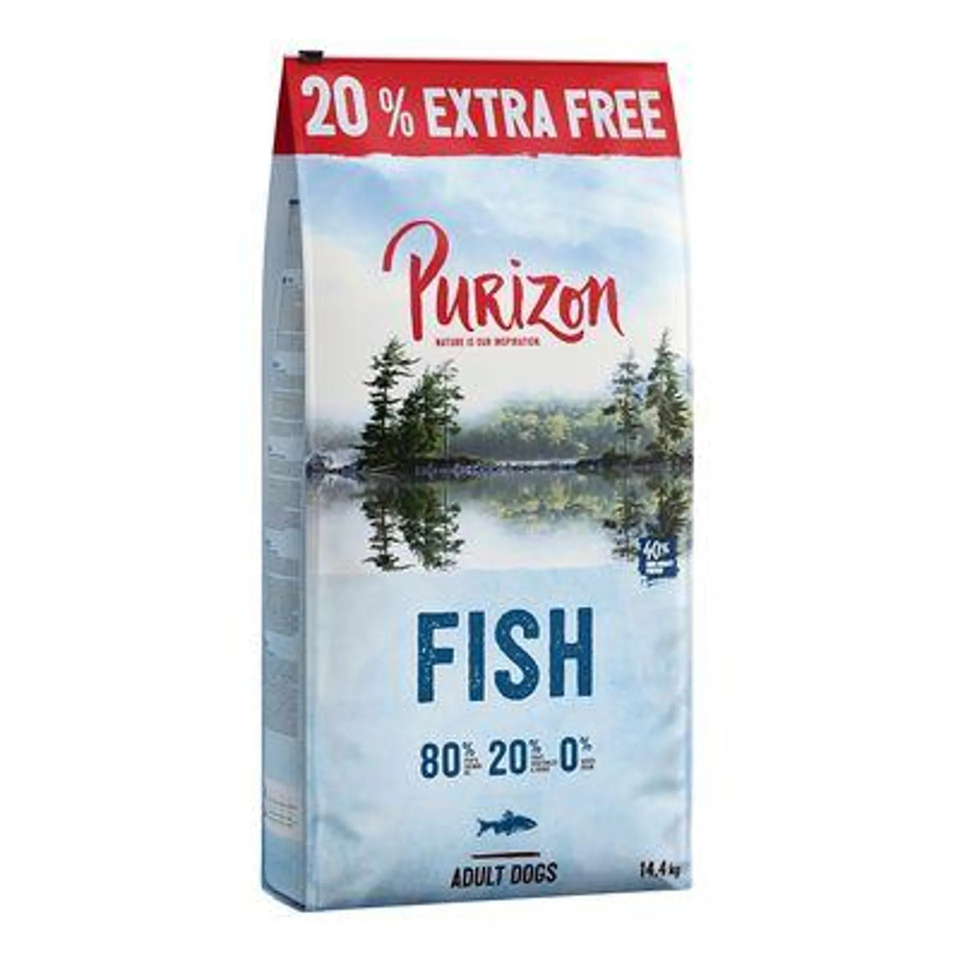 Purizon 14,4 kg ração para cães em promoção: 12 + 2,4 kg grátis!