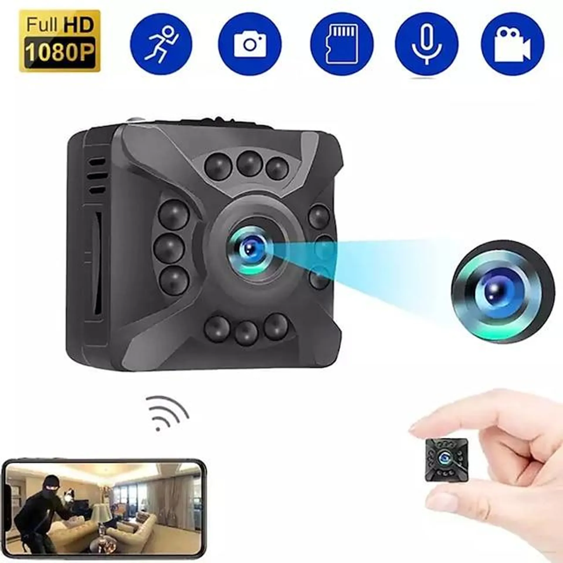 mini camera wifi bewakingscamera met live transmissie mobiele telefoon app thuis bewakingscamera met nachtzicht bewegingsdetectie draagbare camera voor indoor kantoor huisdier garage