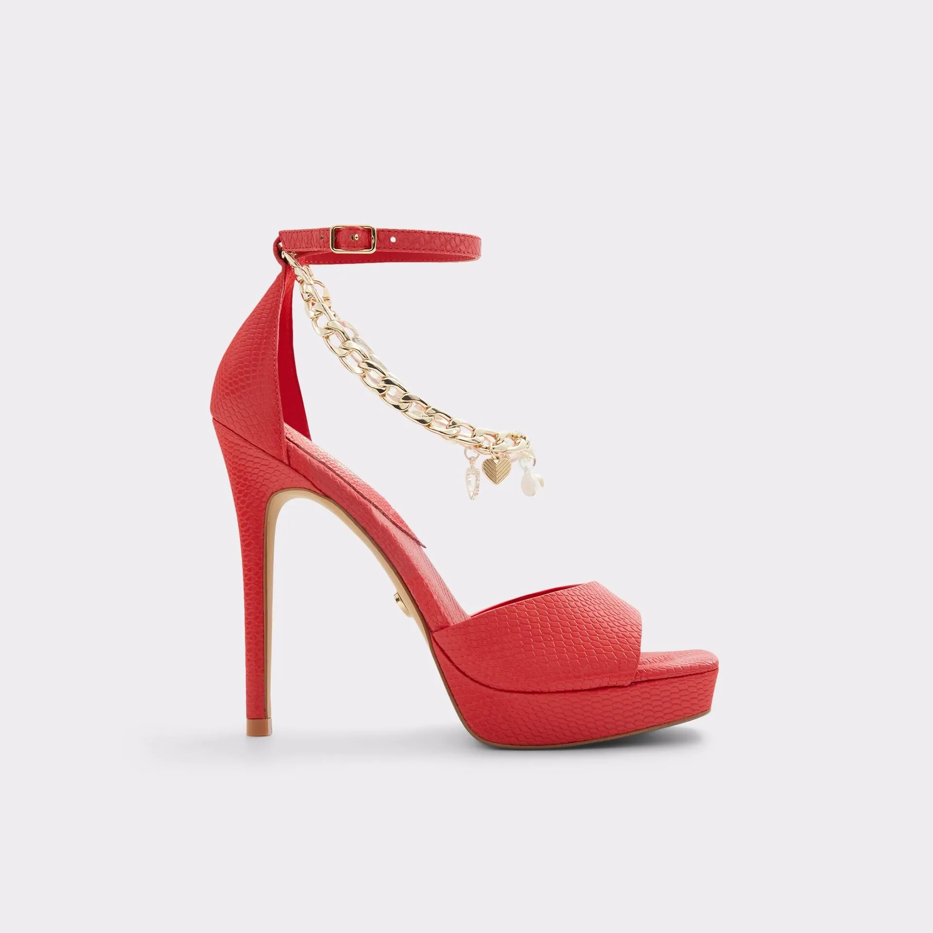 Sandálias em vermelho, salto fino com plataforma - PRISILLA