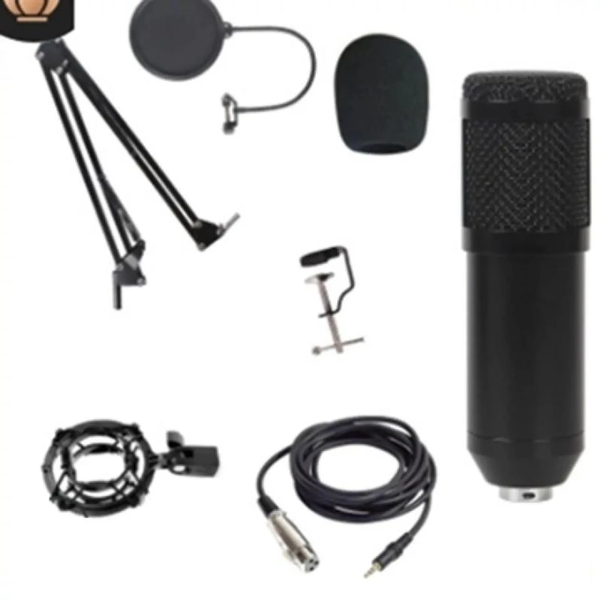 CONJUNTO MICROFONE CONDENSADOR XLR + STAND + FILTRO