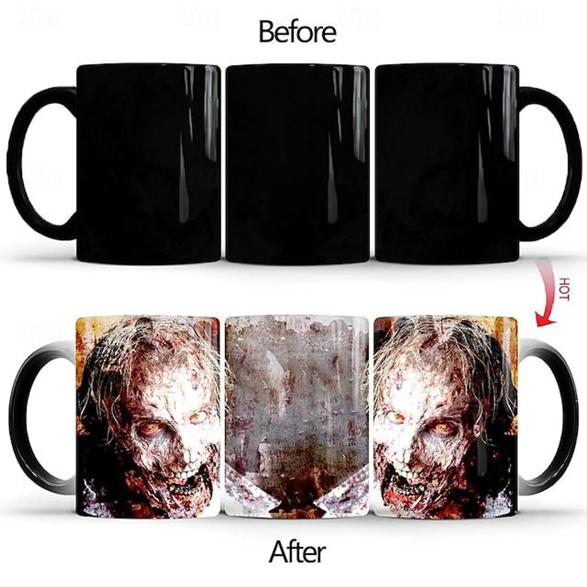 Halloween koffiemok (11oz) - kleur warmte veranderende zombie keramische mok, griezelige beker horror cadeaus voor mannen vrouwen adluts, nieuwigheidscadeaus voor halloween kerstverjaardag moeder