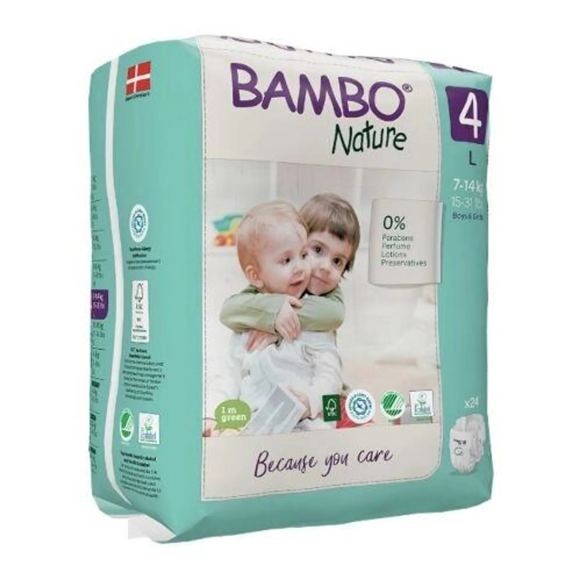 Bambo Nature Fraldas Tamanho 4 L 7-14Kg 24 Unidades