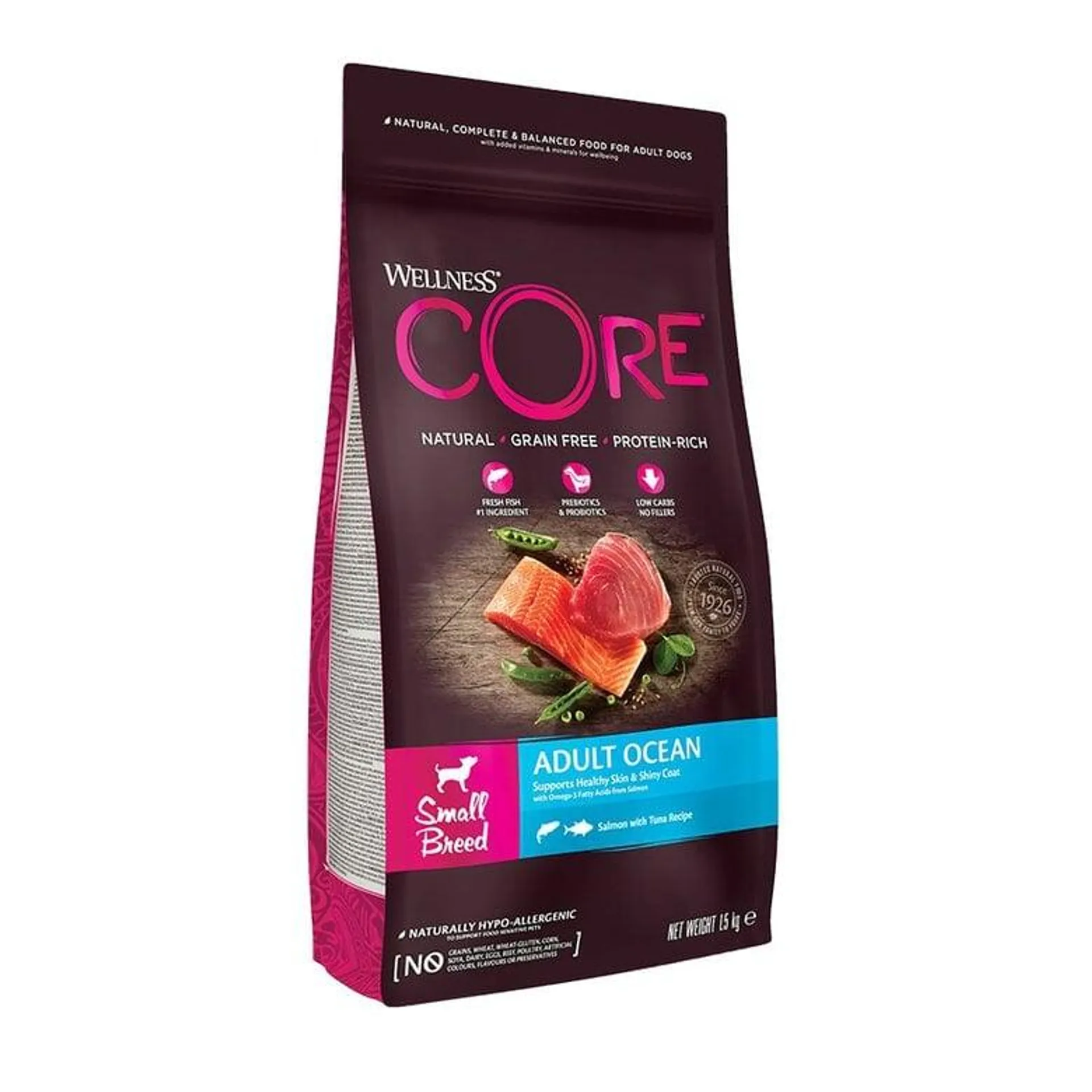 Wellness Core Adult Small Ocean Salmão e Atum ração para cães