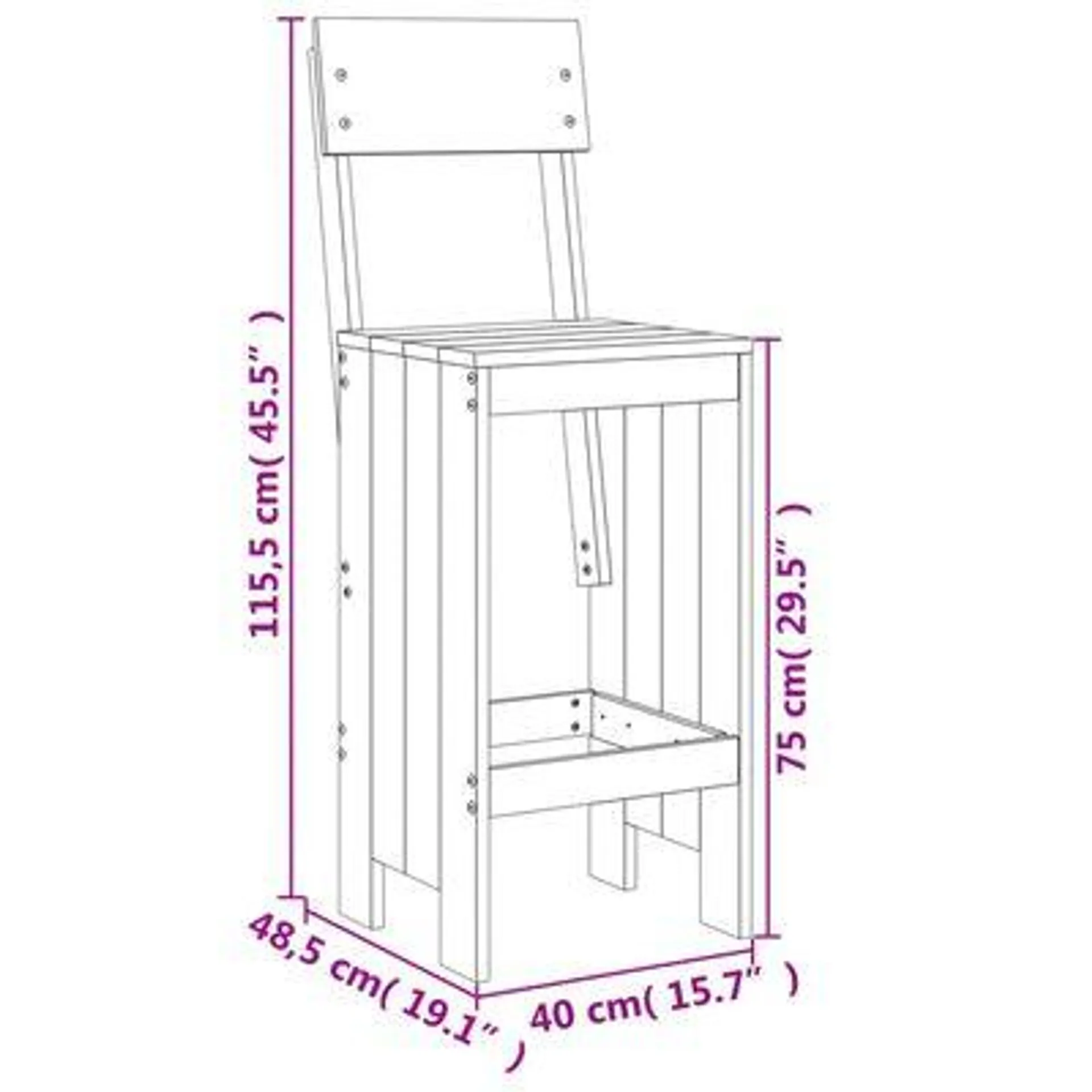 vidaXL 7 pcs conjunto de bar para jardim madeira de douglas maciça