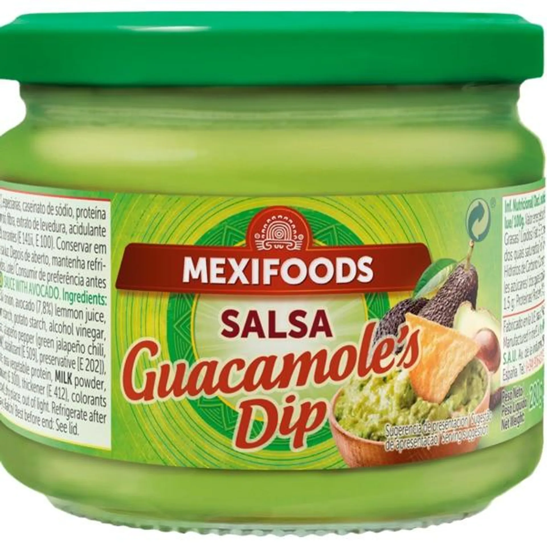 Molho Salsa Guacamole Dip frasco 280 g Mexifoods