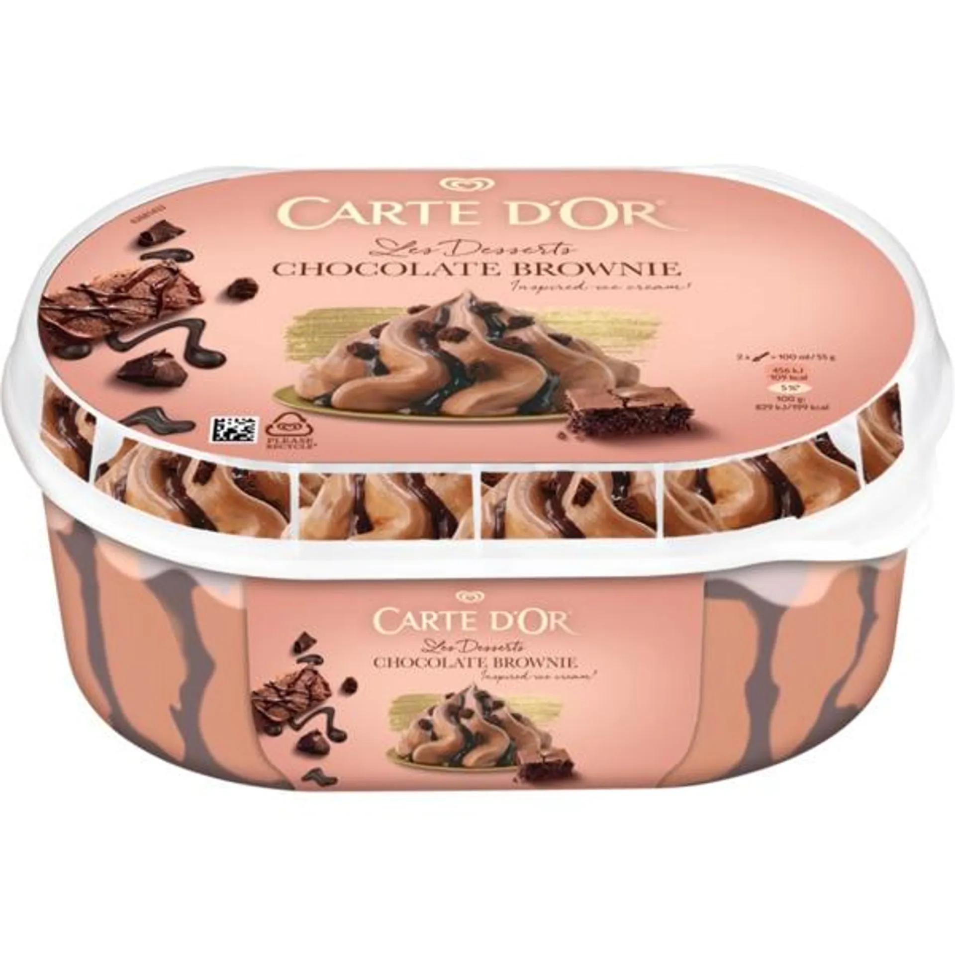 Gelado de Chocolate Brownie Les Desserts embalagem 825 ml Carte D'Or