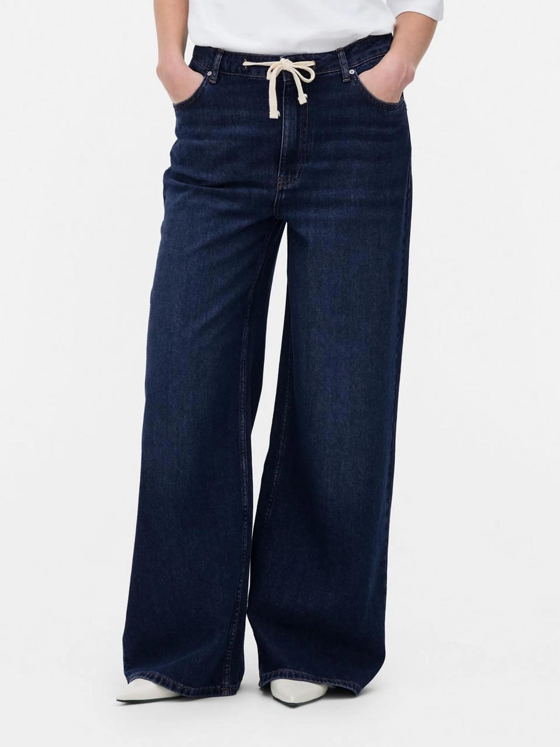 Tie Waist Mid-Rise Jeans