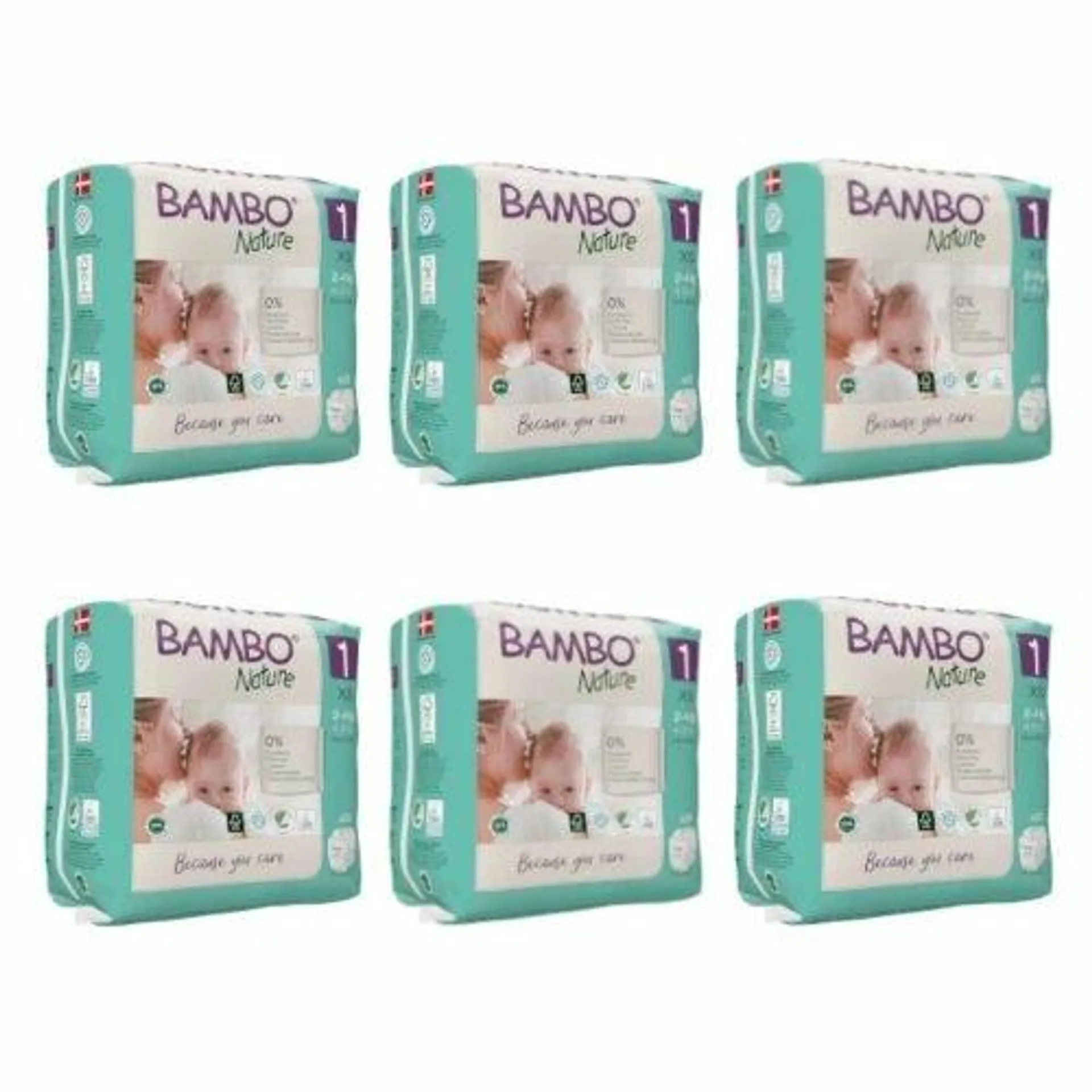 Bambo Nature Pack Fraldas Tamanho 1 XS 2-4Kg (6x22) 132 Unidades