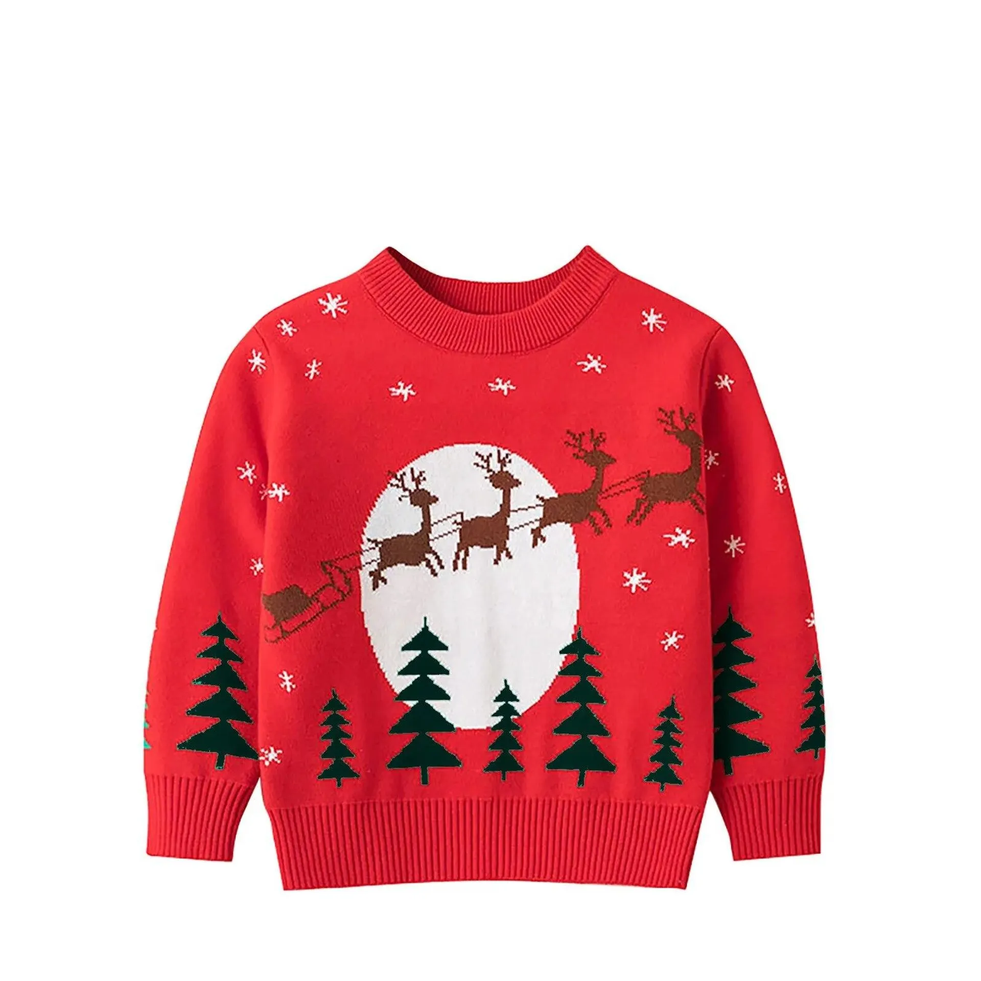 Toddler Youth Teen Boys Girls Christmas Cartoon Knit Print Sweater Knitwear