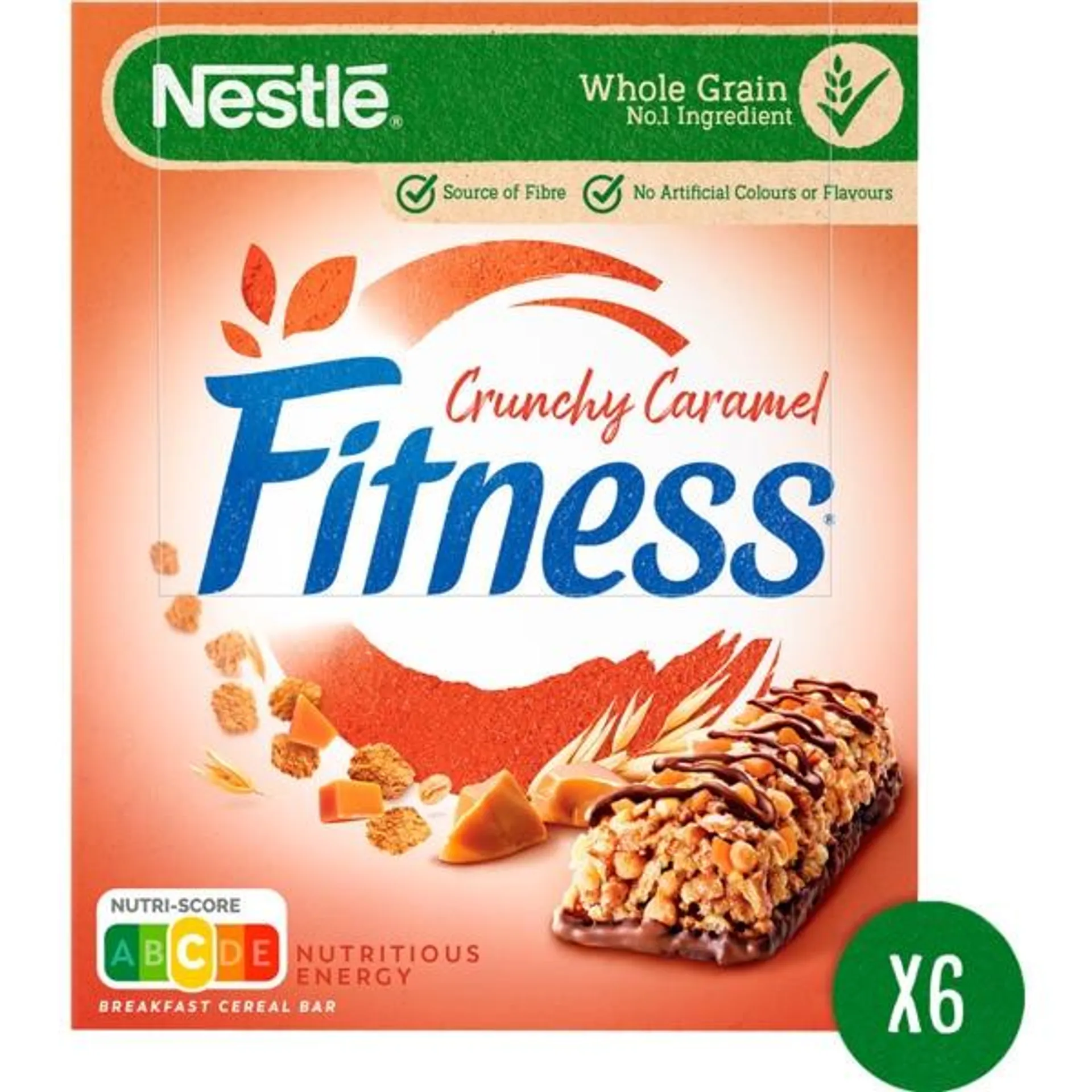 Barras de Cereais de Trigo Integral Crunchy Caramel Pack 6