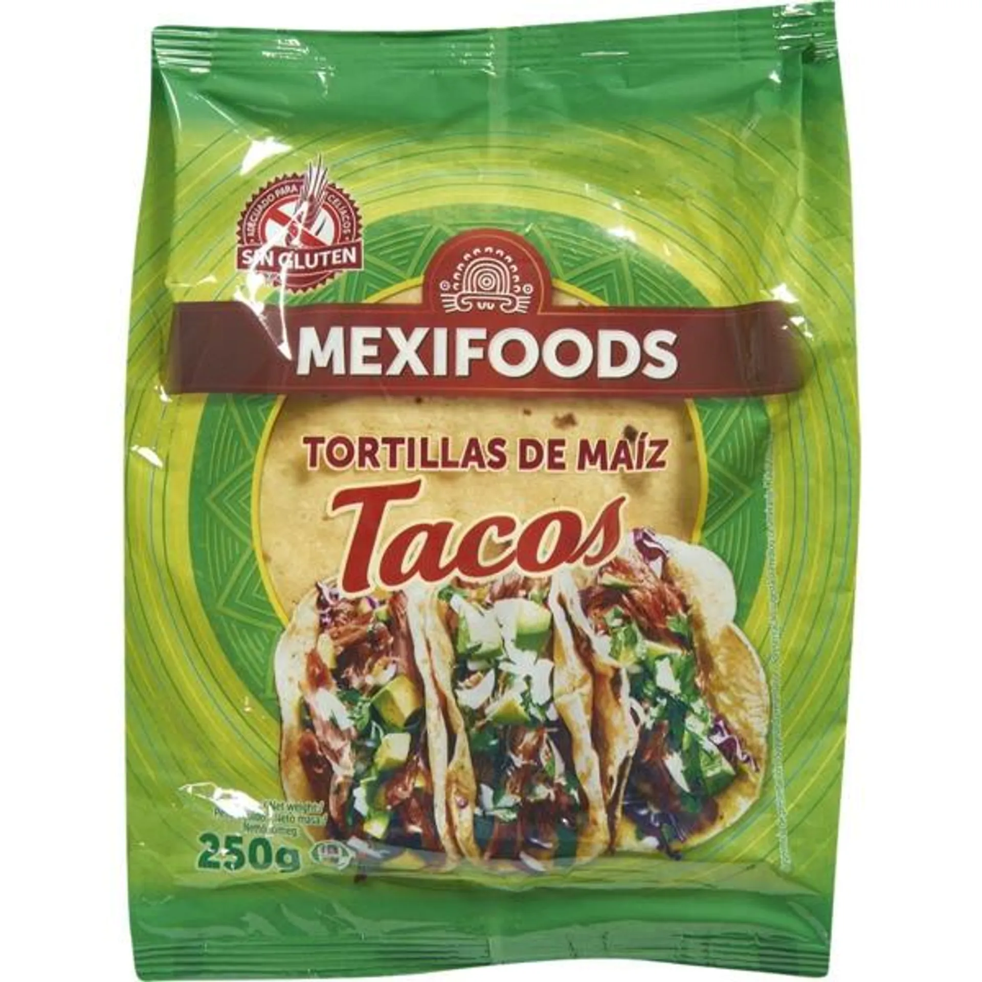 Tortilhas de Milho Tacos embalagem 250 g Mexifoods