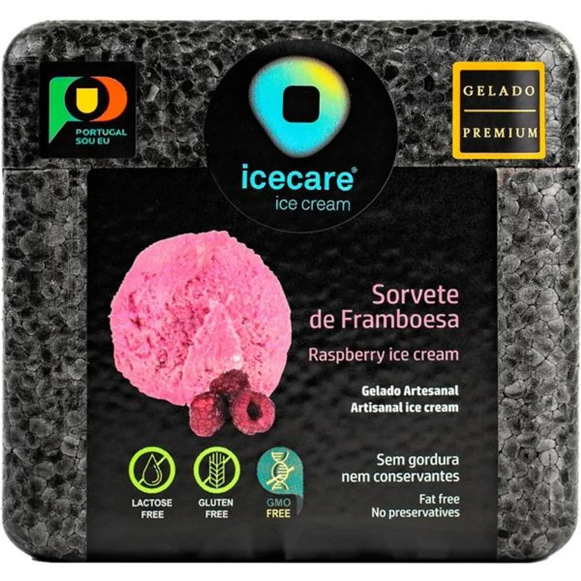 Gelado Artesanal Framboesa embalagem 500 ml Icecare