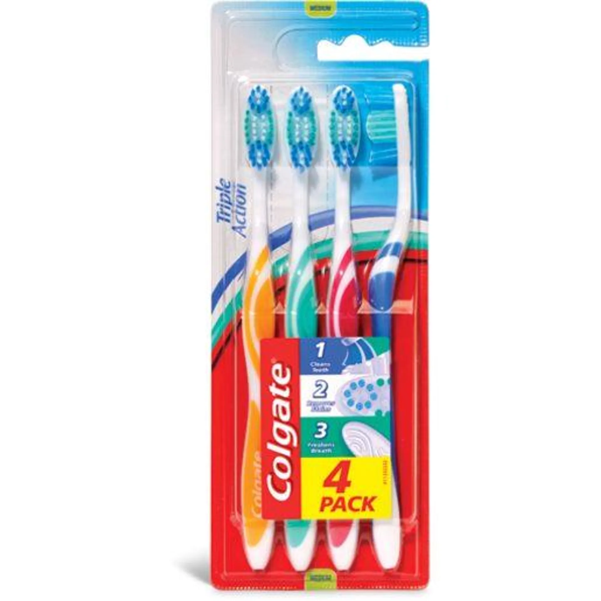 COLGATE Escova Tripla Acção Económico 4 un