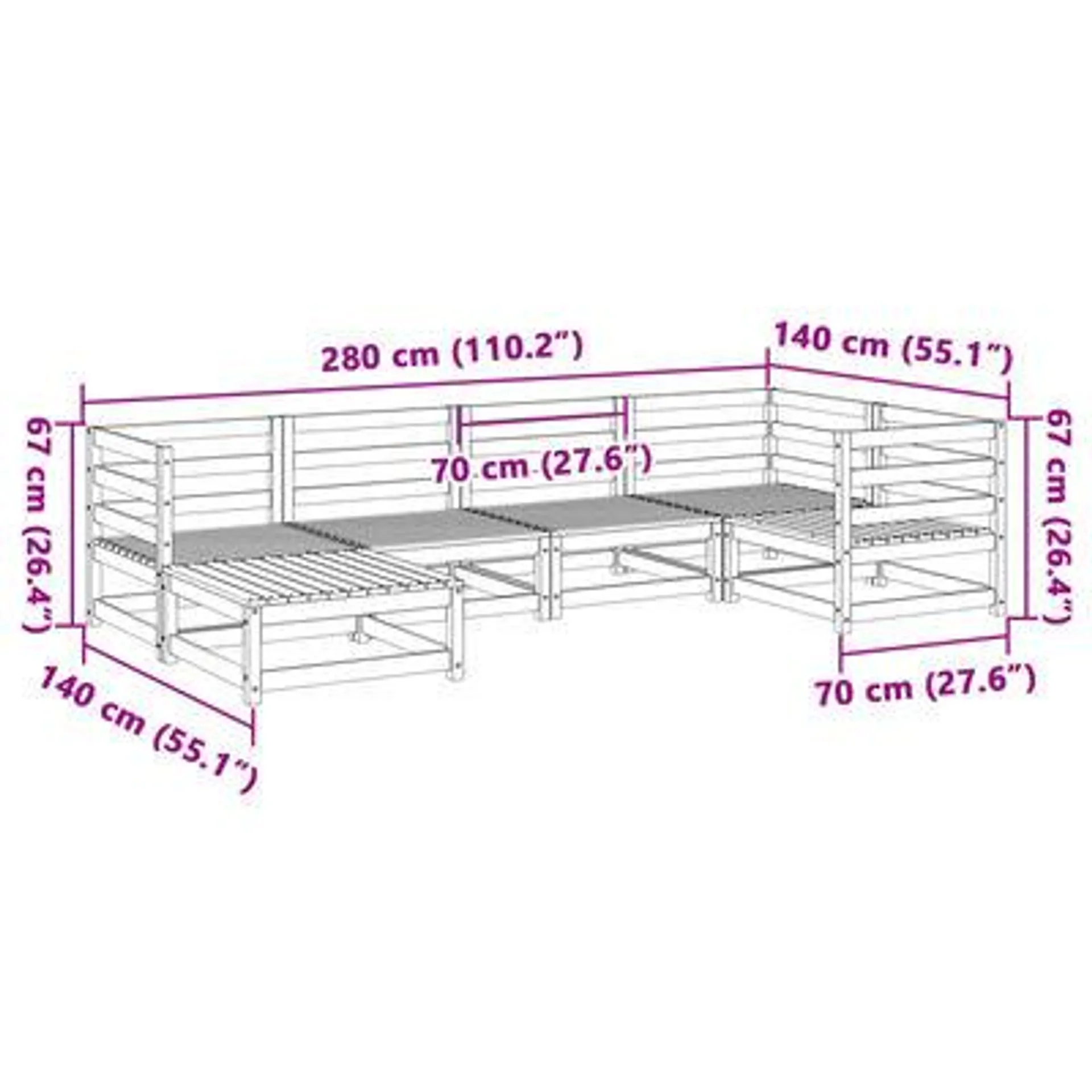 vidaXL 6 pcs conj. sofás jardim madeira abeto-de-douglas