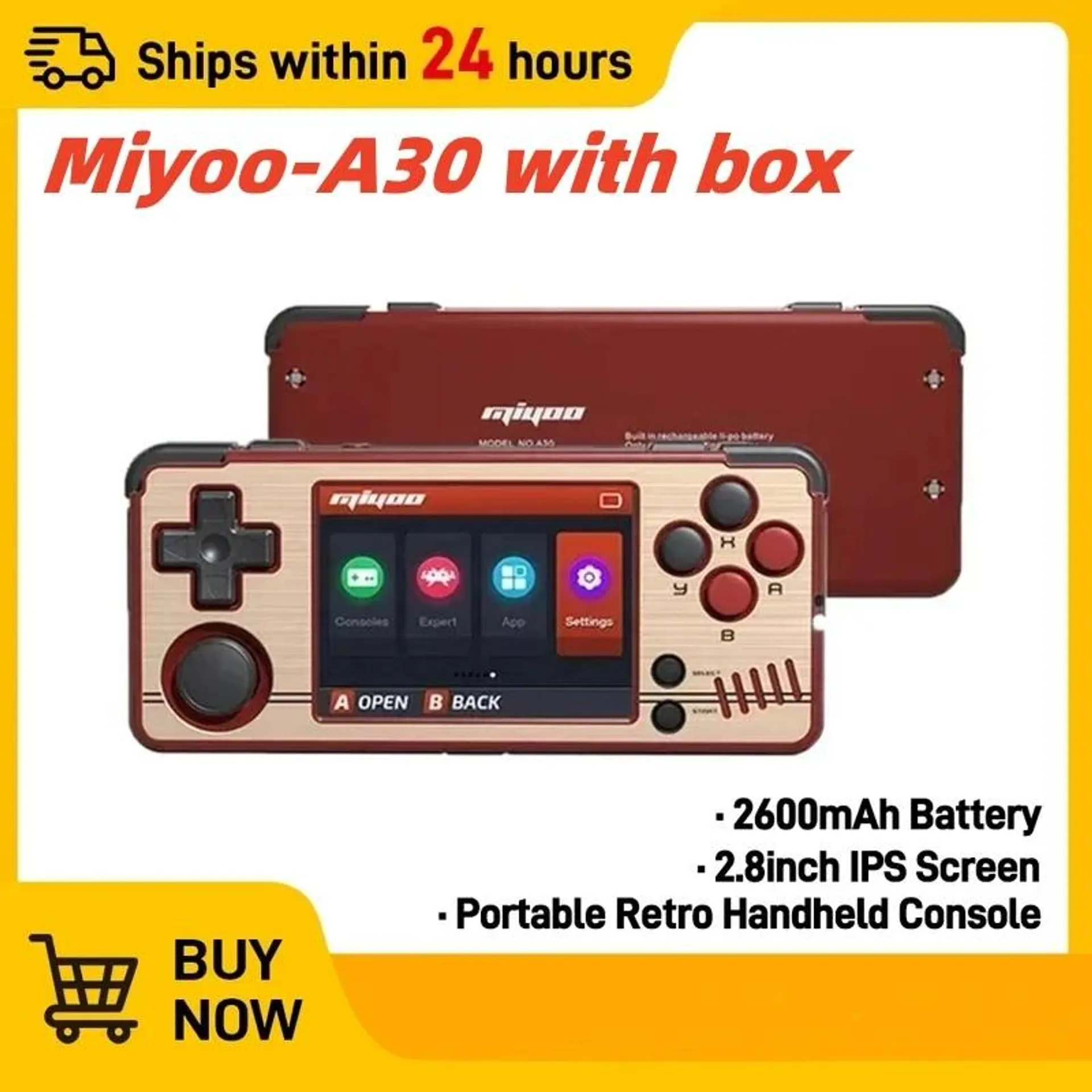 Miyoo A30 Portable Hand-held Game Console 2.8” IPS HD Screen WIFI Open Source OS Horizontal Retro Emulator Game Player Kids Gift